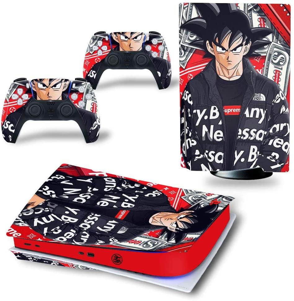 PS5 Console Skin and PS5 Controller Skins Set, Playstation 5 Skin Wrap Decal Sticker PS5 Digital Edition, Goku Anime Decal Kit - JOY2ESpree