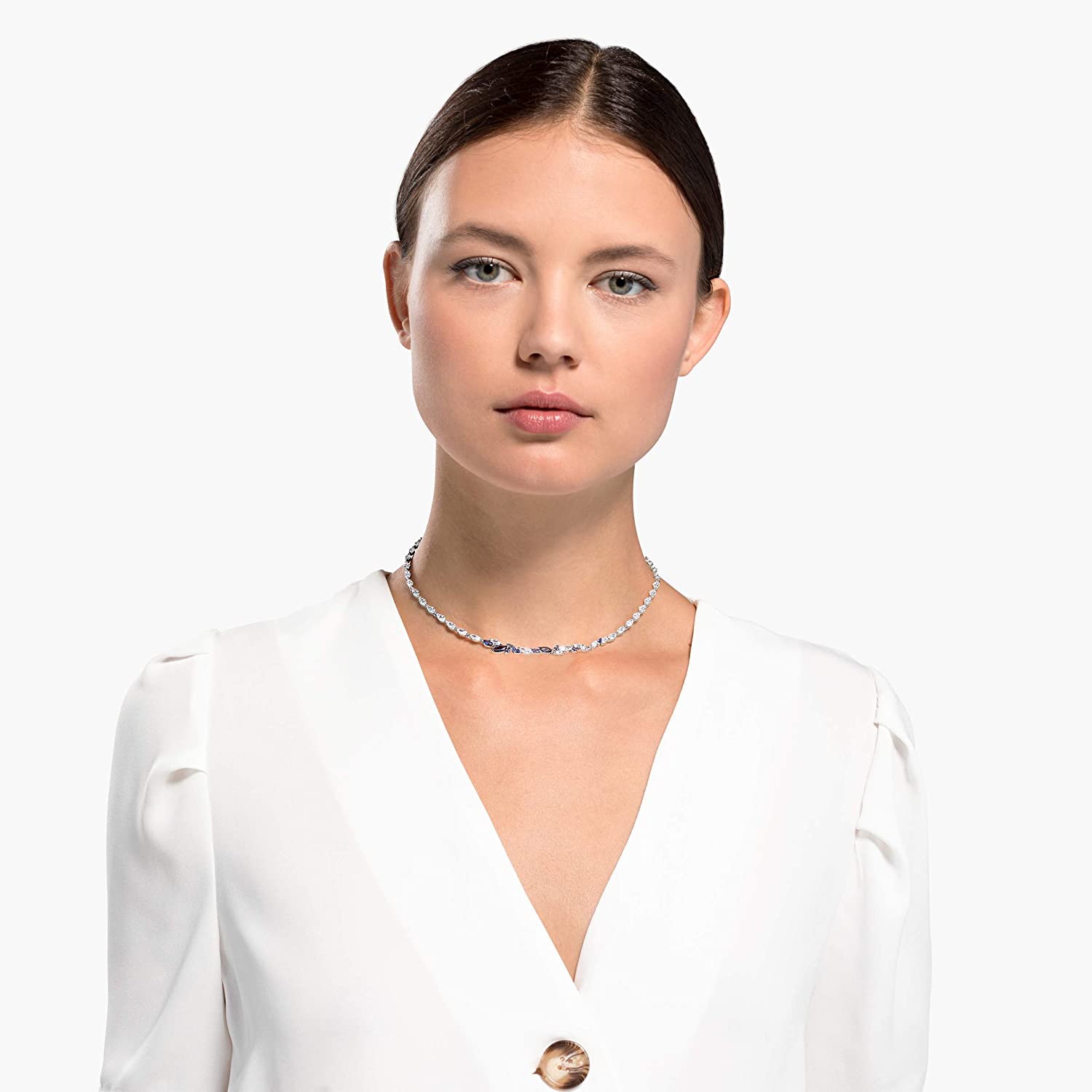 Swarovski Women's Louison Jewelry Collection, Rhodium Finish, Blue Crystals, Clear Crystals - JOY2ESpree