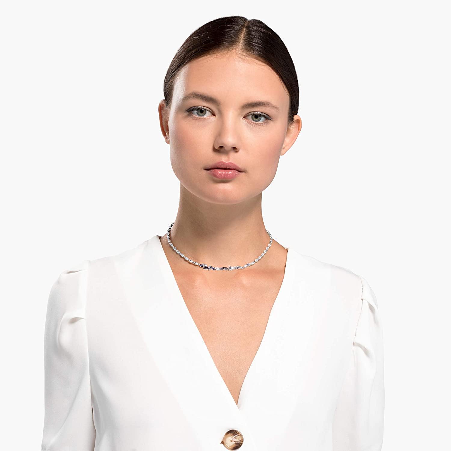 Swarovski Women's Louison Jewelry Collection, Rhodium Finish, Blue Crystals, Clear Crystals - JOY2ESpree