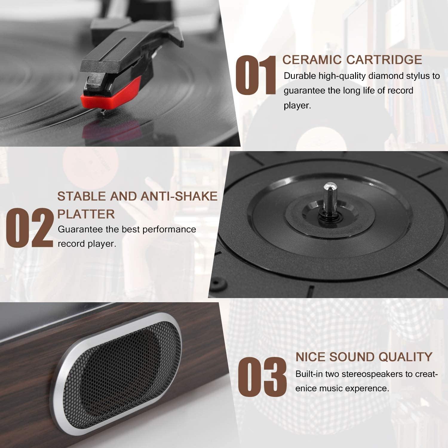 LP&No.1 Bluetooth Turntable HiFi System with Bookshelf Speakers - JOY2ESpree
