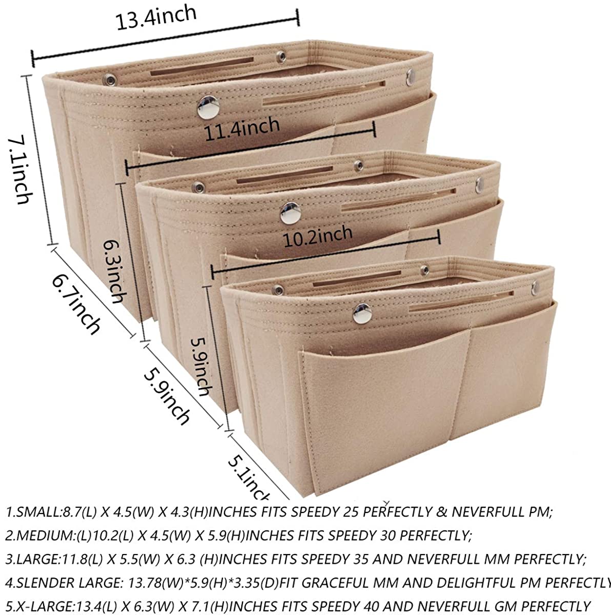 Felt Purse Organizer Insert Bag organizer Multi Pocket Bag in Bag Organizer Shaper