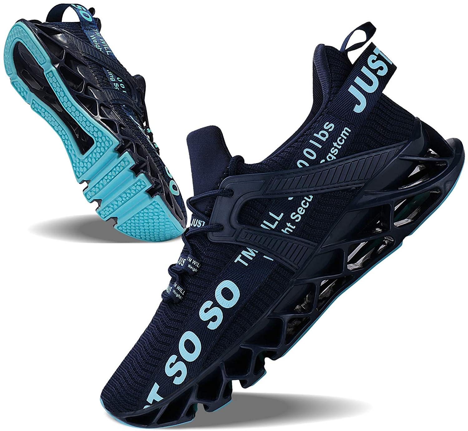 JSLEAP Mens Running Shoes Walking Non Slip Blade Type Sneakers