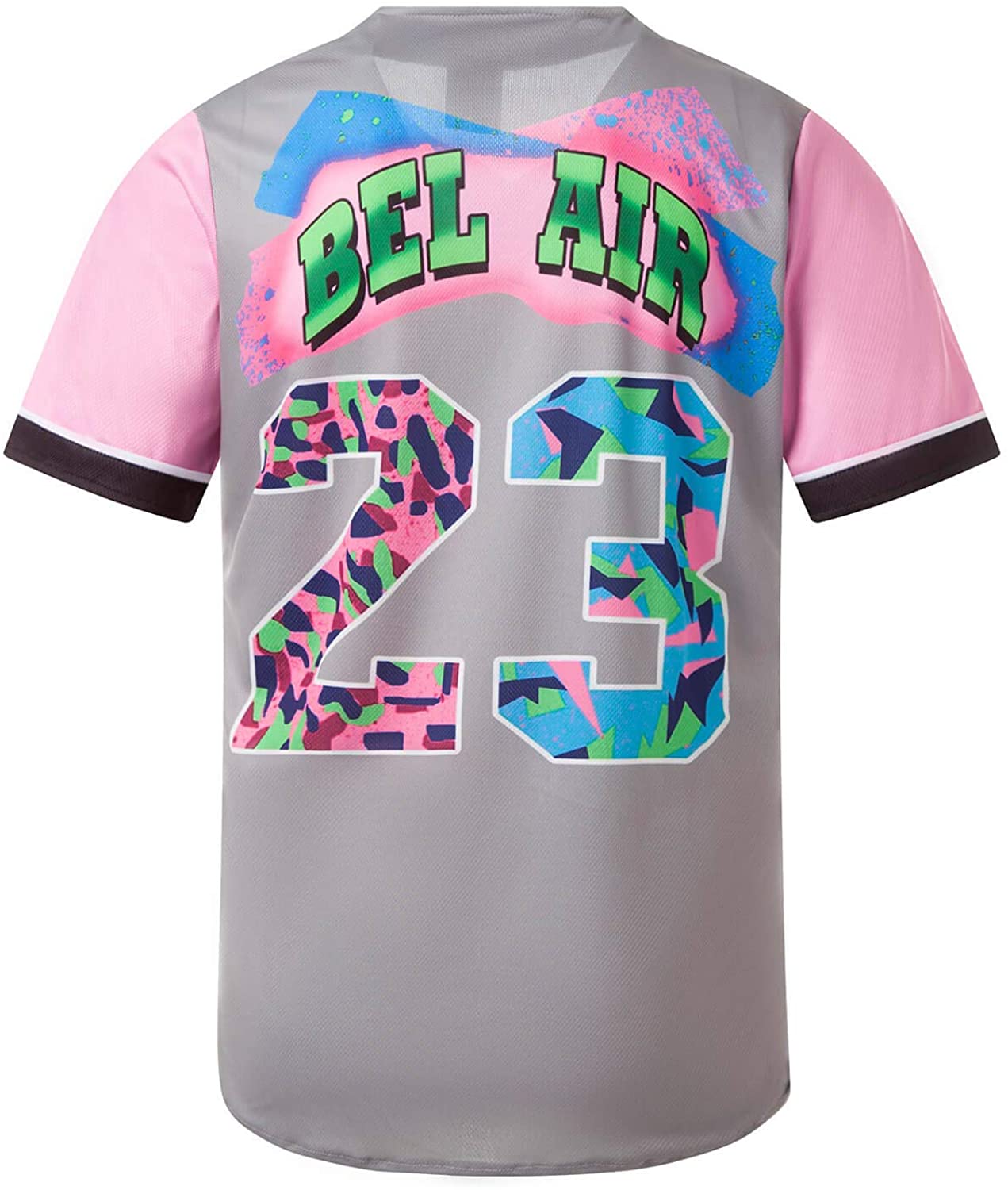 MOLPE 90s Hip Hop Clothing for Men and Women, Unisex Bel Air 23 Baseball Jersey, Mens Printed Urban Shirts for Party