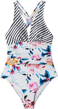 
                        
                          Load image into Gallery viewer, CUPSHE Women's One Piece Swimsuit V Neck Tummy Control Cross Back Vintage Swimwear Bathing Suits
                        
                      
