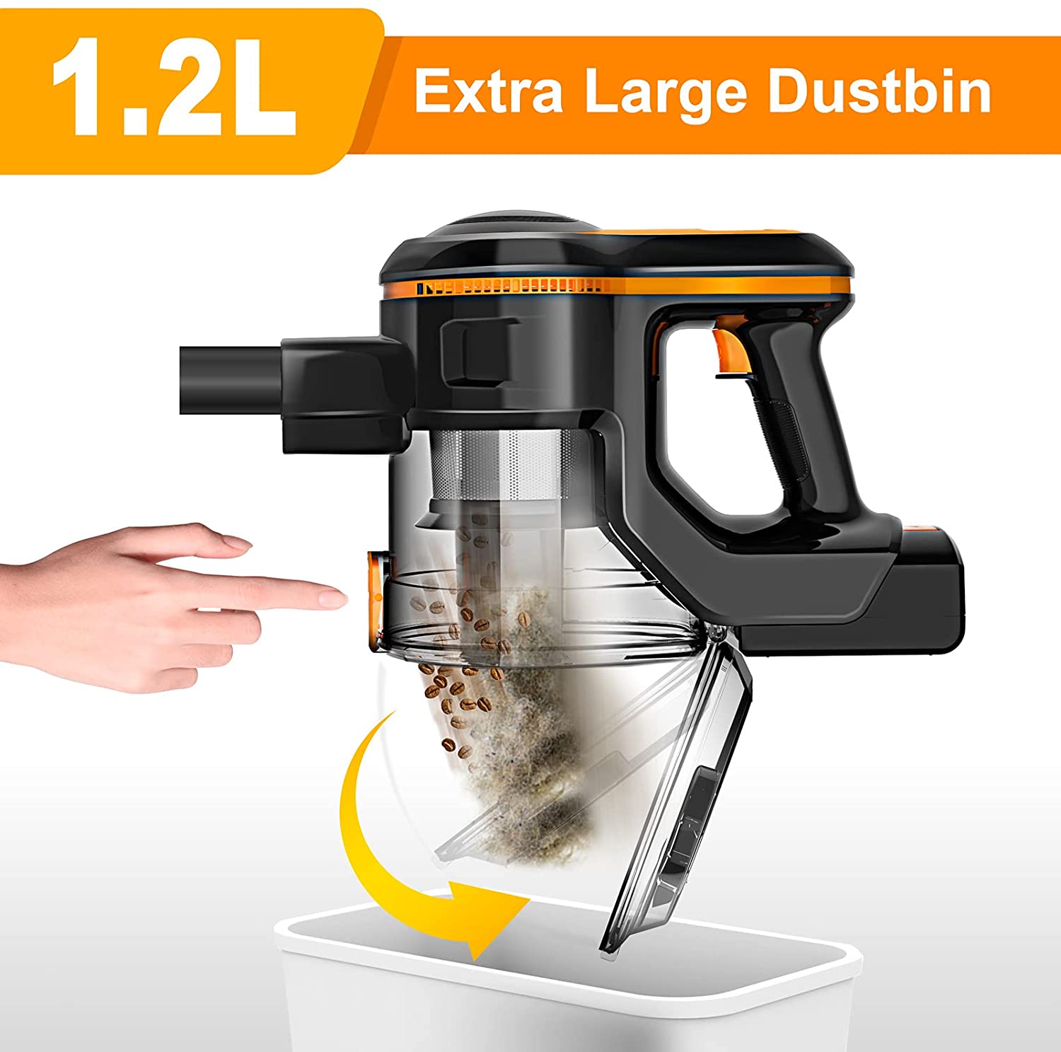Cordless Vacuum Cleaner, 23Kpa Strong Suction Stick Vacuum with 45min Max Long Runtime Detachable Battery - JOY2ESpree