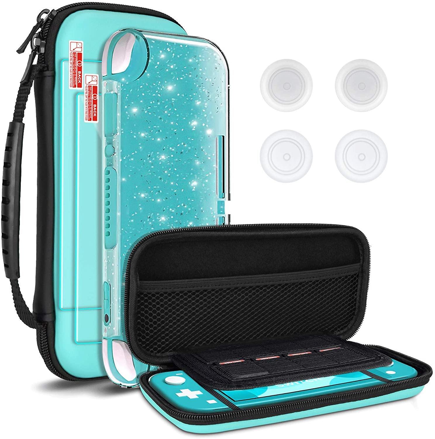 DLseego Carrying Case for Nintendo Switch lite, Newest Design Portable Travel Carrying Case 4 in 1 Accessories Kit with 1 Pcs Glitter case - JOY2ESpree