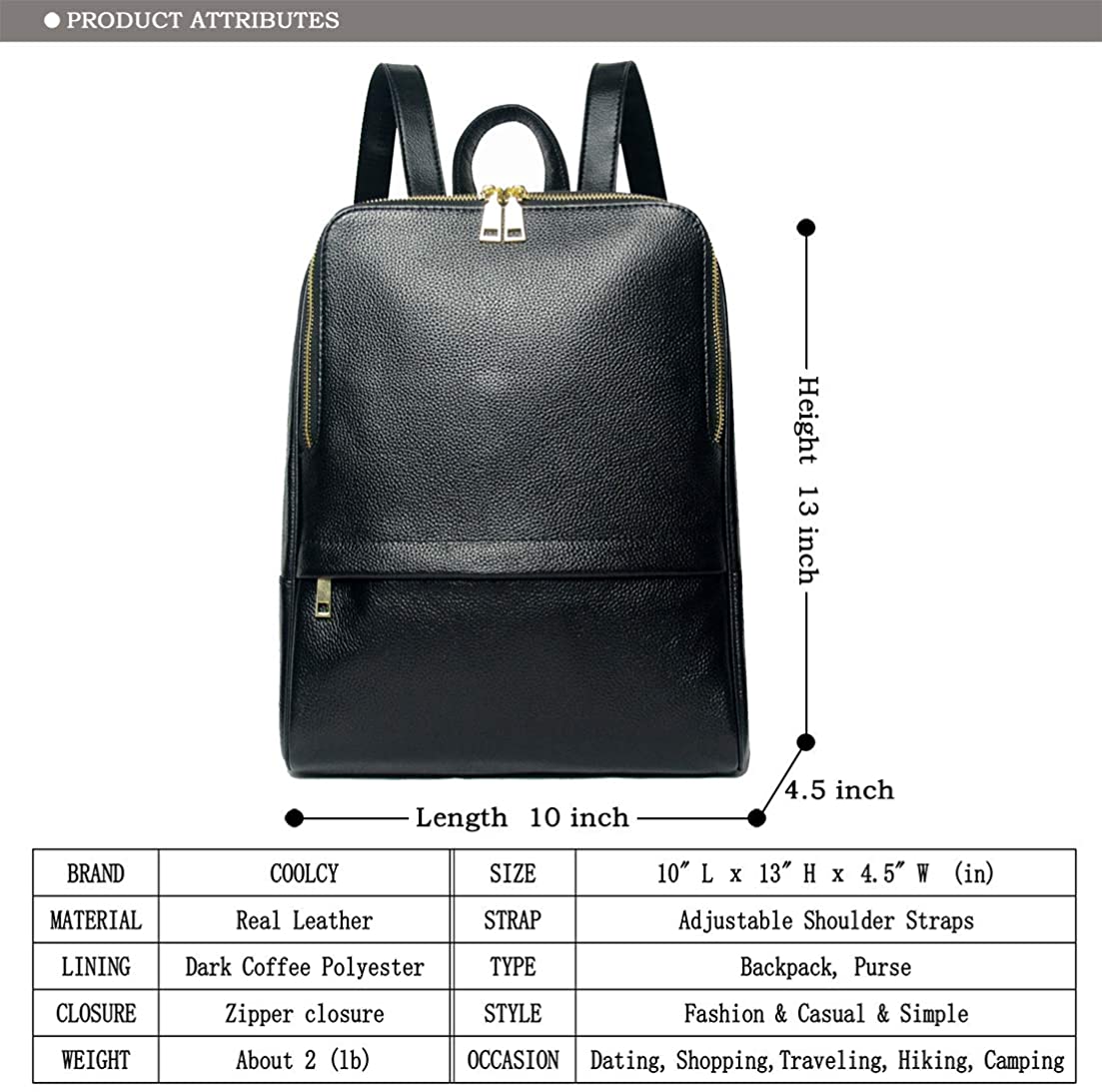 Coolcy Hot Style Women Real Genuine Leather Backpack Fashion Bag