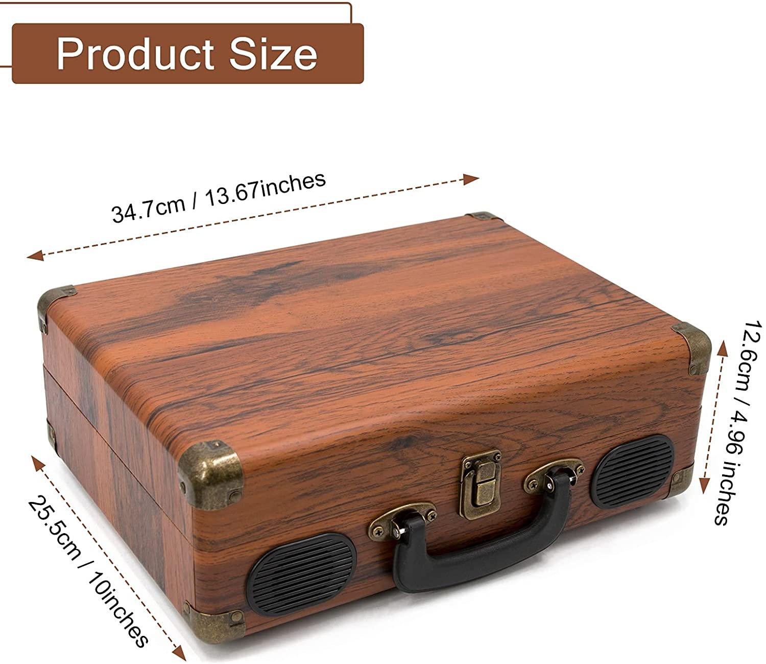 LP&No.1 Portable Suitcase Turntable with Stereo Speaker,3 Speeds Belt-Drive Vinyl Record Player Black - JOY2ESpree
