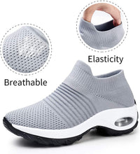 
                        
                          Load image into Gallery viewer, STQ Slip On Breathe Mesh Walking Shoes Women Fashion Sneakers Comfort Wedge Platform Loafers
                        
                      