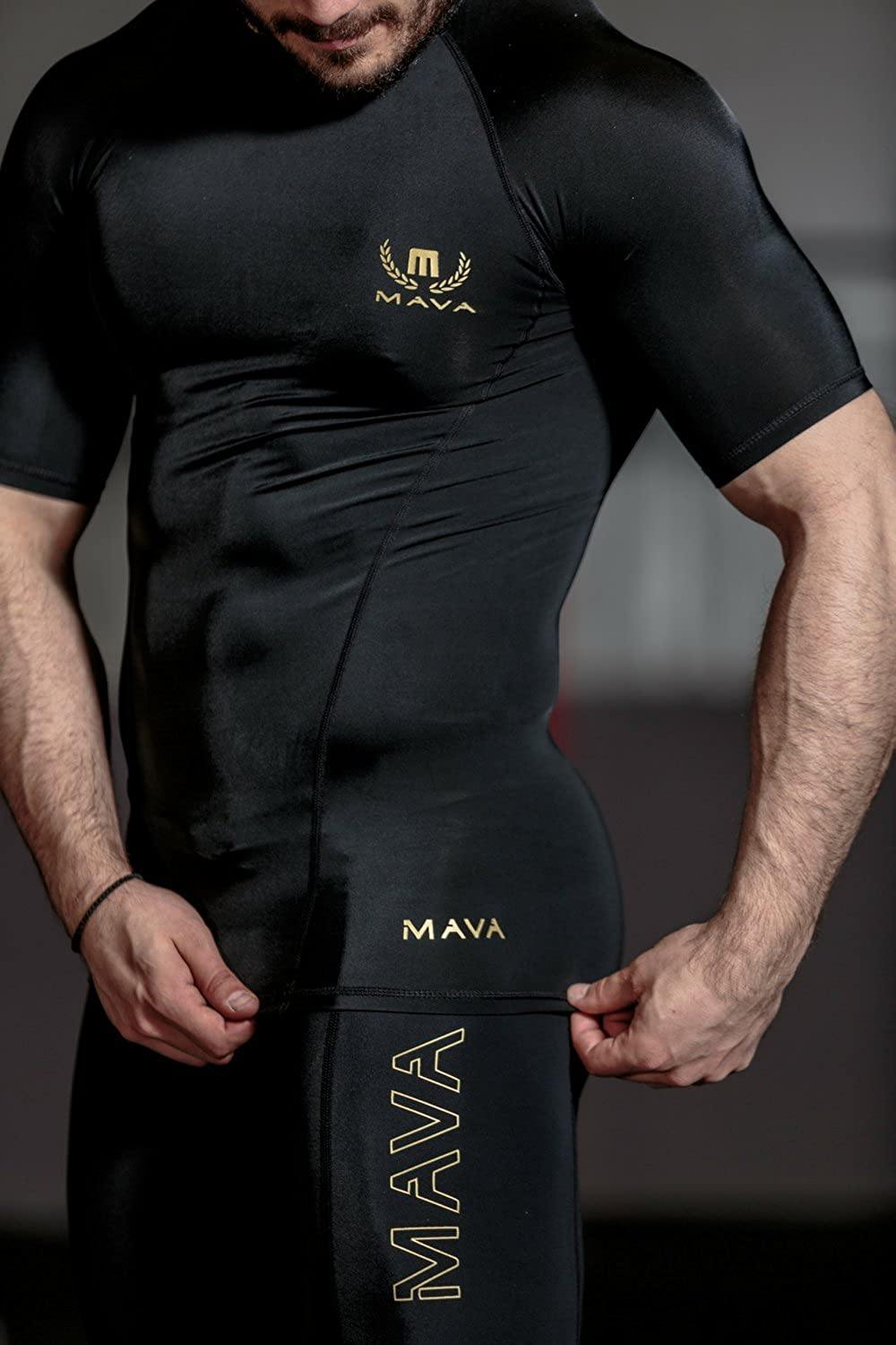 Mava Sports Men's Short Sleeve Compression T Shirt - Workout Baselayer Shapewear - JOY2ESpree