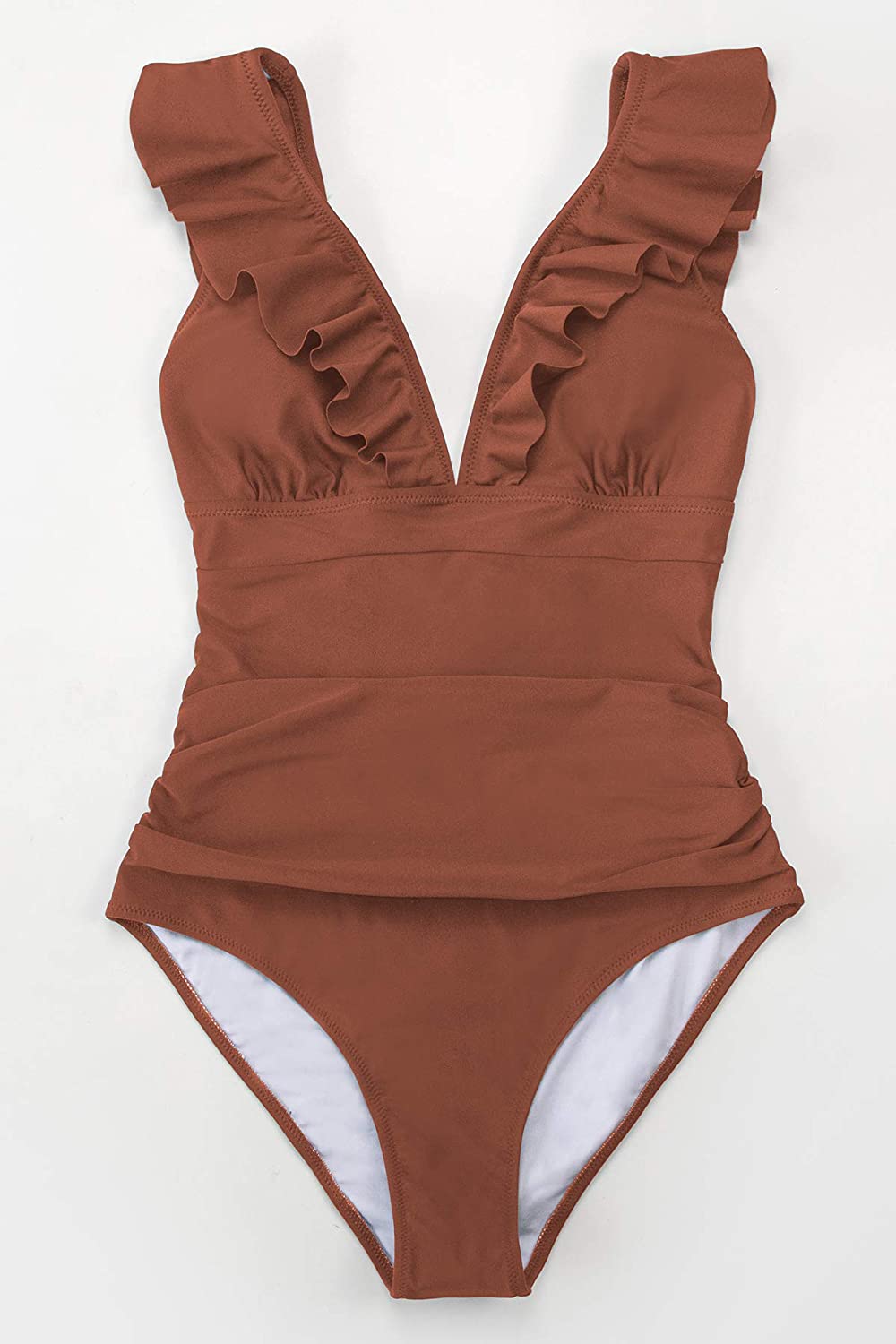 CUPSHE Women's V Neck One Piece Swimsuit Ruffled Lace Up Monokini