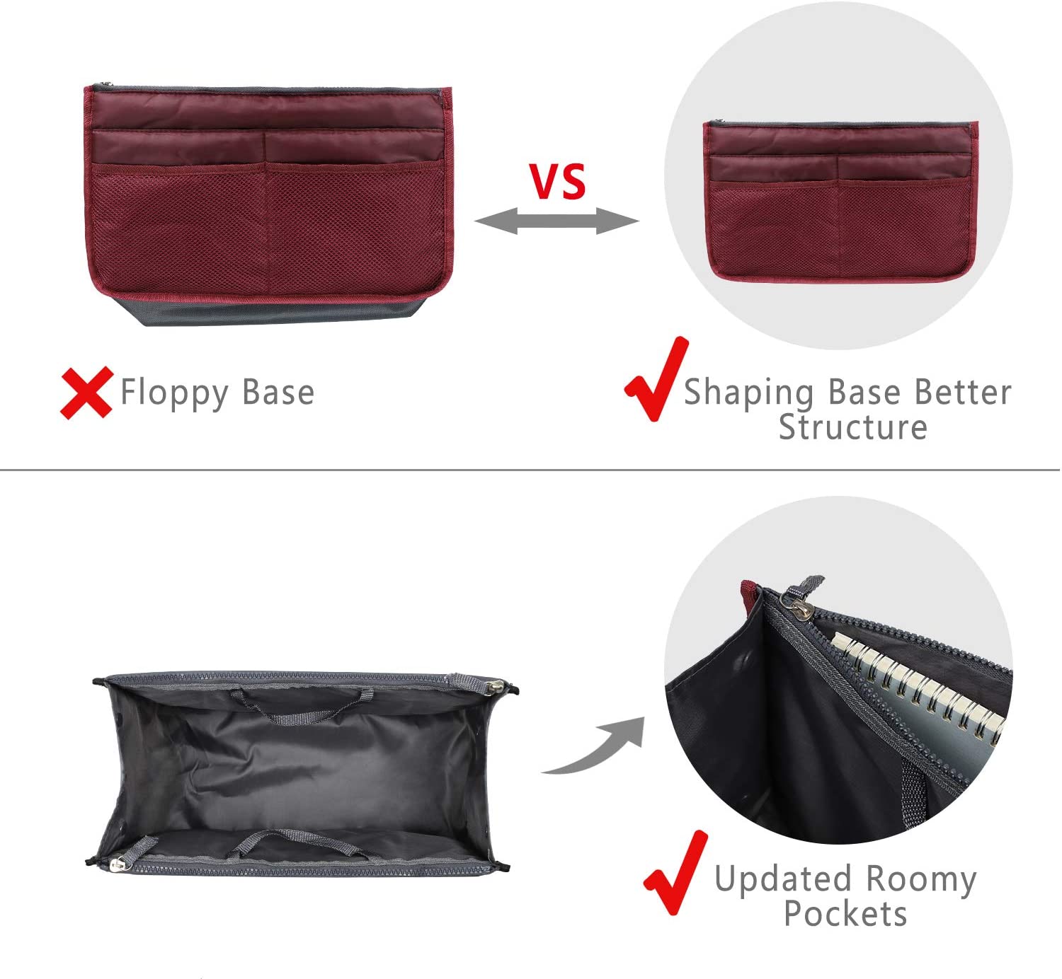 Insert Bag Organizer, Bag in Bag for Handbag Purse Organizer (13 Pockets, Black)