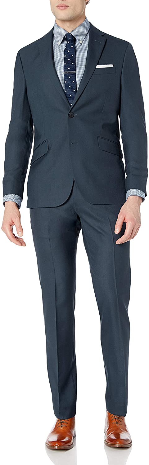 Unlisted by Kenneth Cole Men's 2 Button Slim Fit Suit with Hemmed Pant