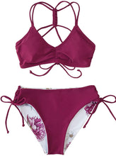 
                        
                          Load image into Gallery viewer, CUPSHE Women's Back Braided Straps Reversible Bottom Strappy Lace Up Bikini Sets
                        
                      