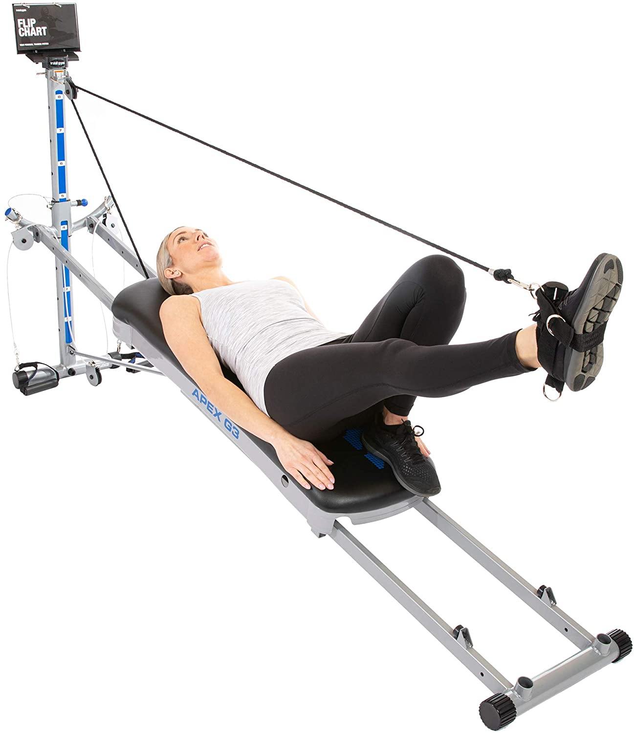 Total Gym APEX Versatile Indoor Home Workout Total Body Strength Training Fitness Equipment with up to 10 Levels of Resistance and Attachments - JOY2ESpree