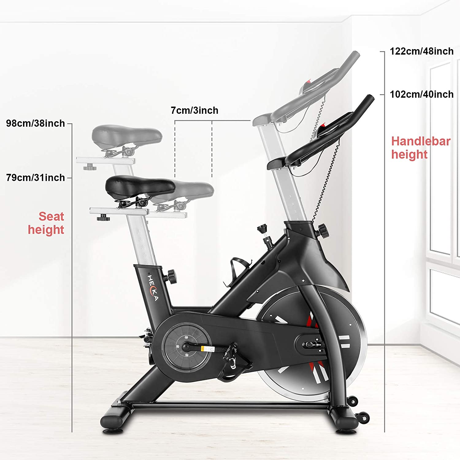 HEKA Indoor Exercise Cycling Bike Stationary, 35lbs Flywheel Magnetic Resistance, LCD Monitor Workout Fitness Bike, Load Capacity 400lbs - JOY2ESpree