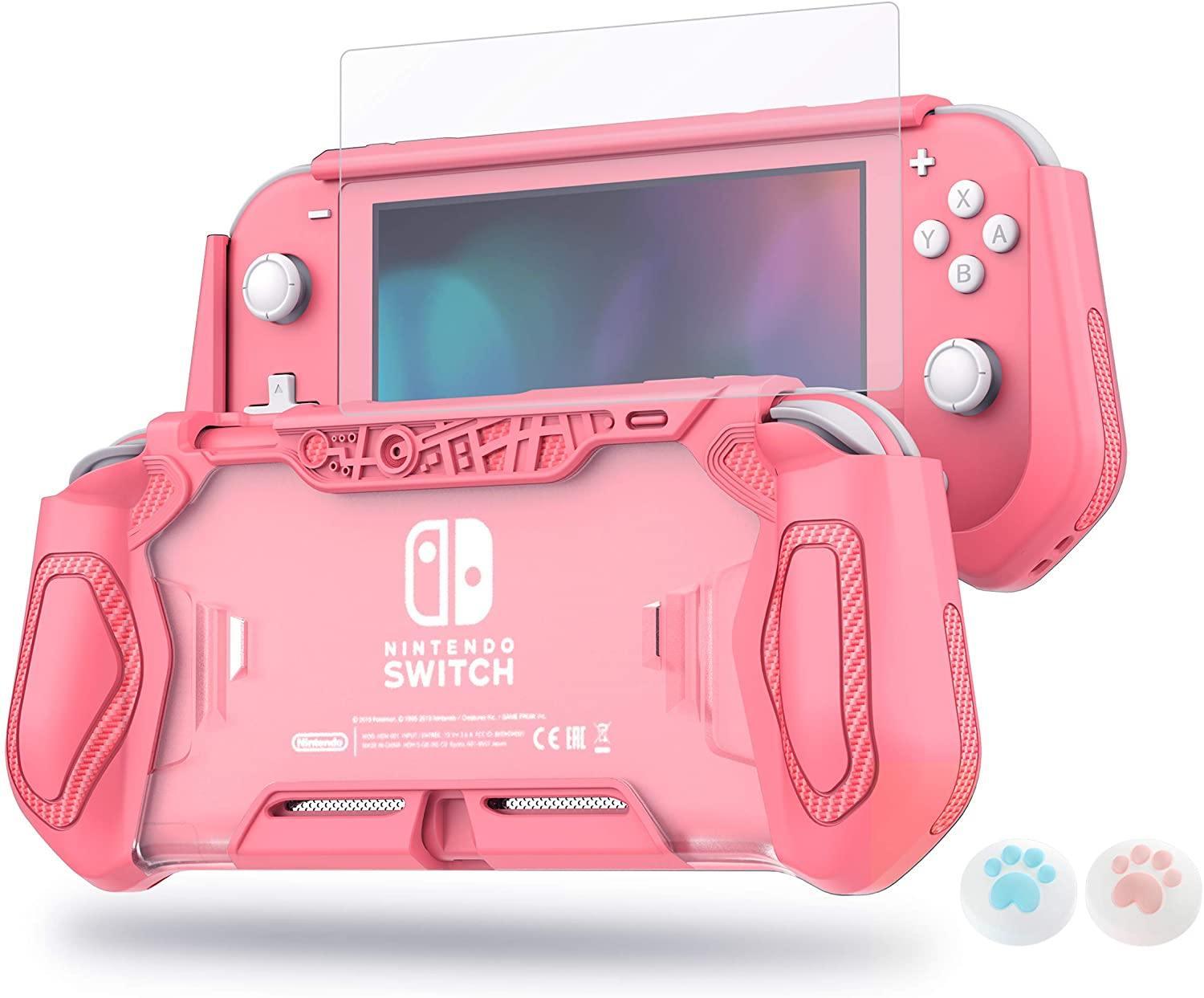LeyuSmart Protective Case with High Clear Tempered Glass Screen Protector for Nintendo Switch Lite, Grey Color - JOY2ESpree