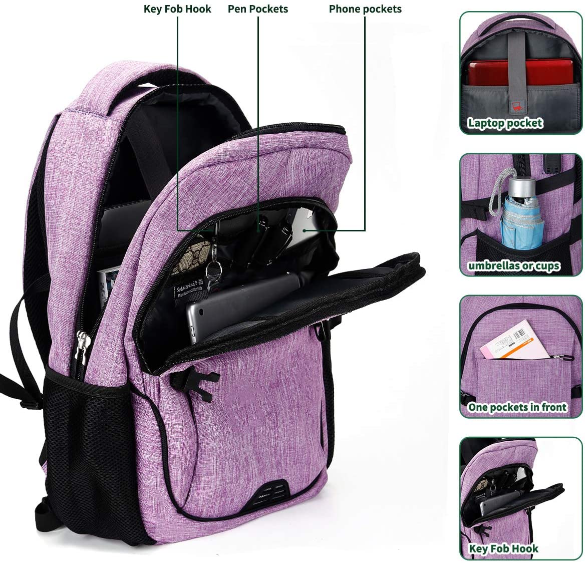 SHRRADOO Durable Anti Theft Laptop Backpack Travel Backpacks Bookbag