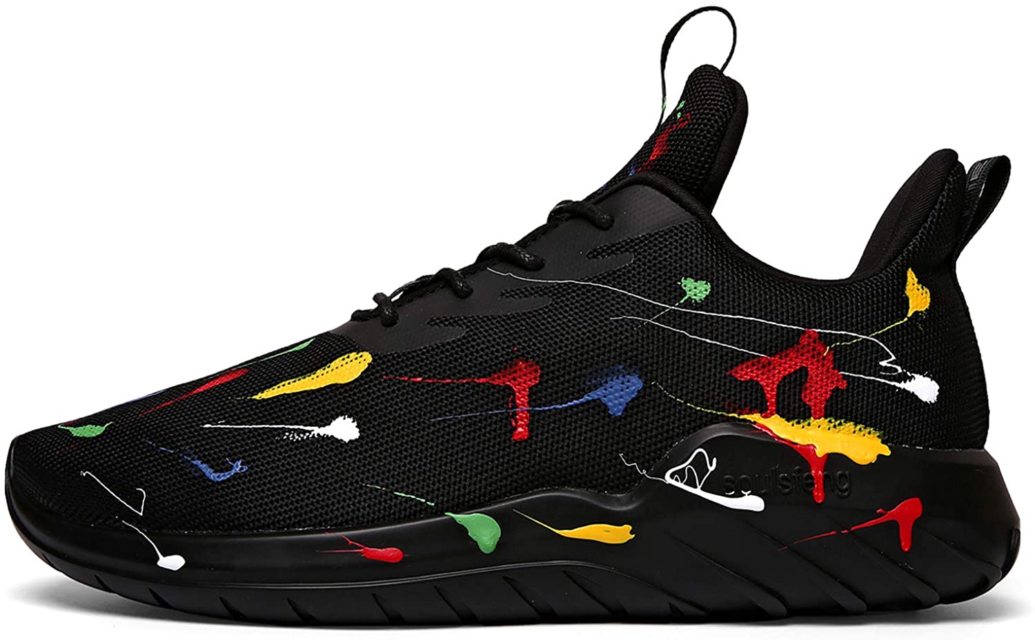 Soulsfeng Mens Running Shoes Mesh Breathable Lightweight Cushioning Training Athletic Sneakers
