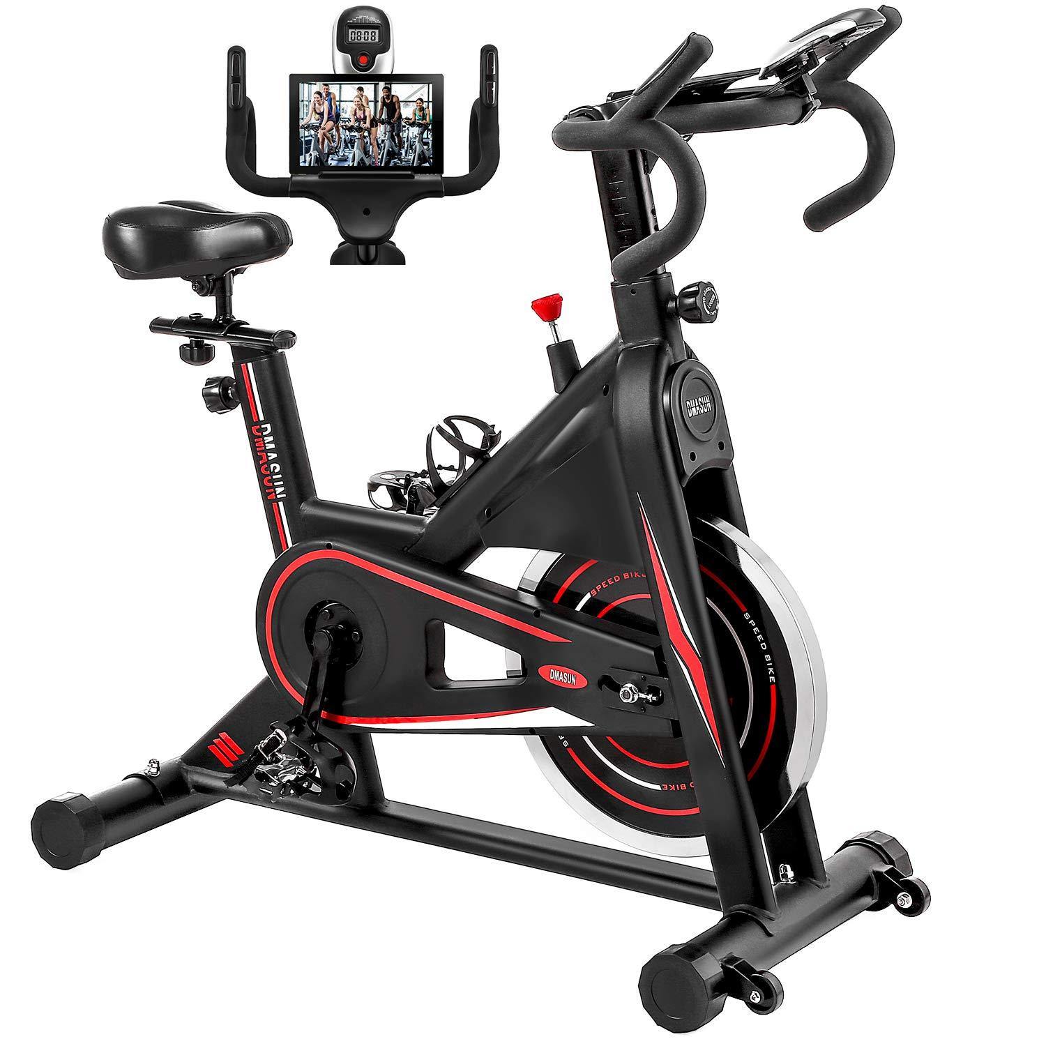 Exercise Bike, DMASUN Indoor Cycling Bike Stationary, Comfortable Seat Cushion, Multi - grips Handlebar, Heavy Flywheel Upgraded Version (Black) - JOY2ESpree