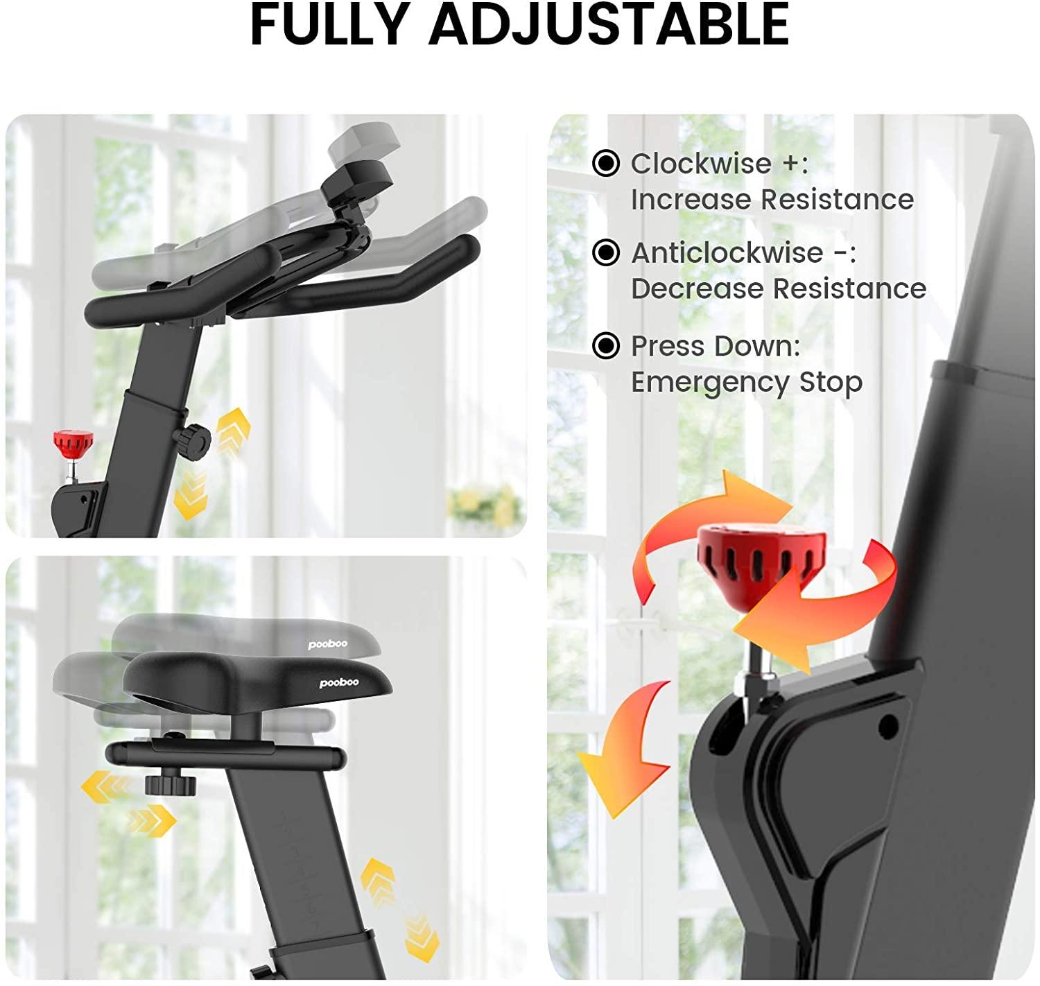 pooboo Magnetic Exercise Bikes Indoor Cycling Bikes Belt Driven Stationary Bike with LCD Display and Ipad Holder for Home Cardio Training - JOY2ESpree