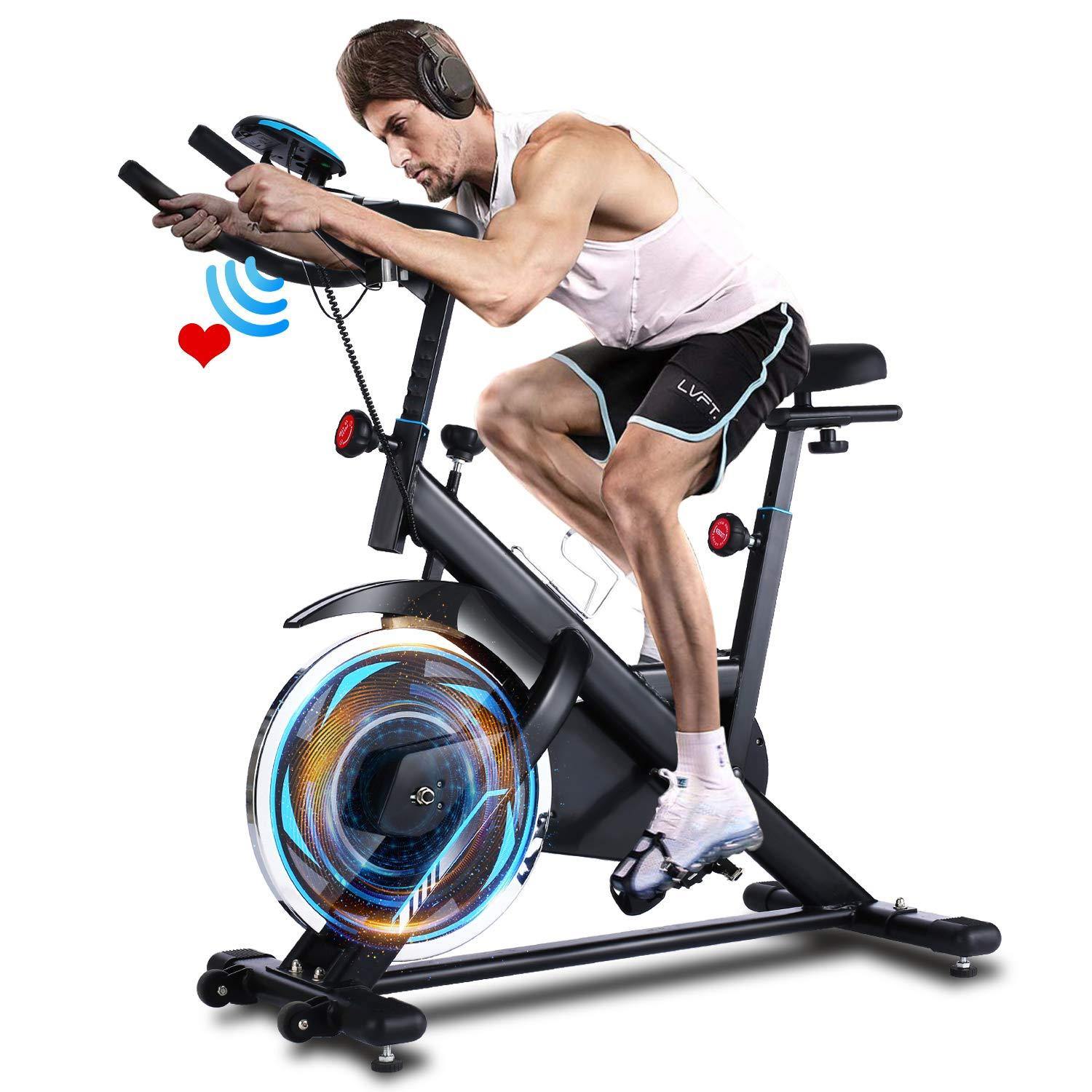 ANCHEER Exercise Bike, Indoor Cycling Bike Stationary with Heart Rate Monitor & LCD Monitor - JOY2ESpree