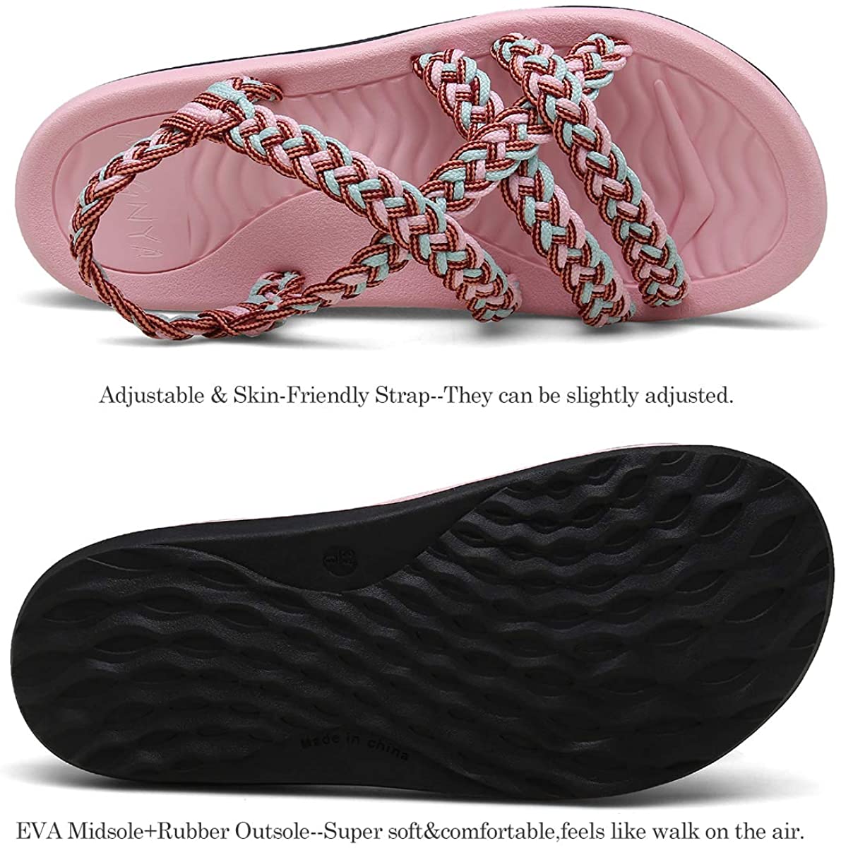 MEGNYA Women's Comfortable Walking Sandals with Arch Support Waterproof for Walking/Hiking/Travel/Wedding/Water Spot/Beach