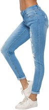 
                        
                          गैलरी व्यूवर में इमेज लोड करें, Resfeber Women's Ripped Boyfriend Jeans Cute Distressed Jeans Stretch Skinny Jeans with Hole
                        
                      