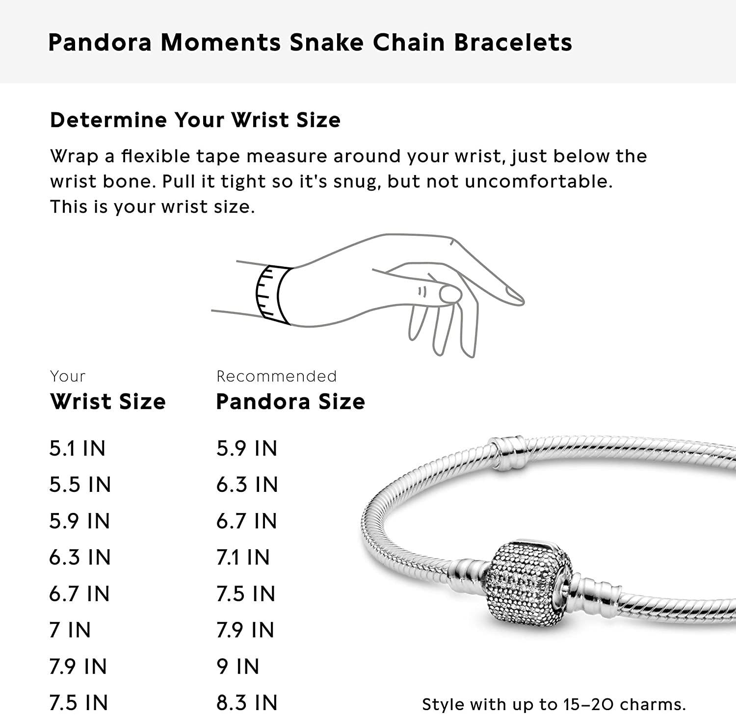 Pandora Jewelry Moments Sparkling Pave Clasp Snake Chain Cubic Zirconia Bracelet in Sterling Silver - JOY2ESpree