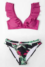 
                        
                          Muat gambar ke penampil Galeri, CUPSHE Women's Orange Floral Bottom Ruffle Hook Closure Bikini Set
                        
                      