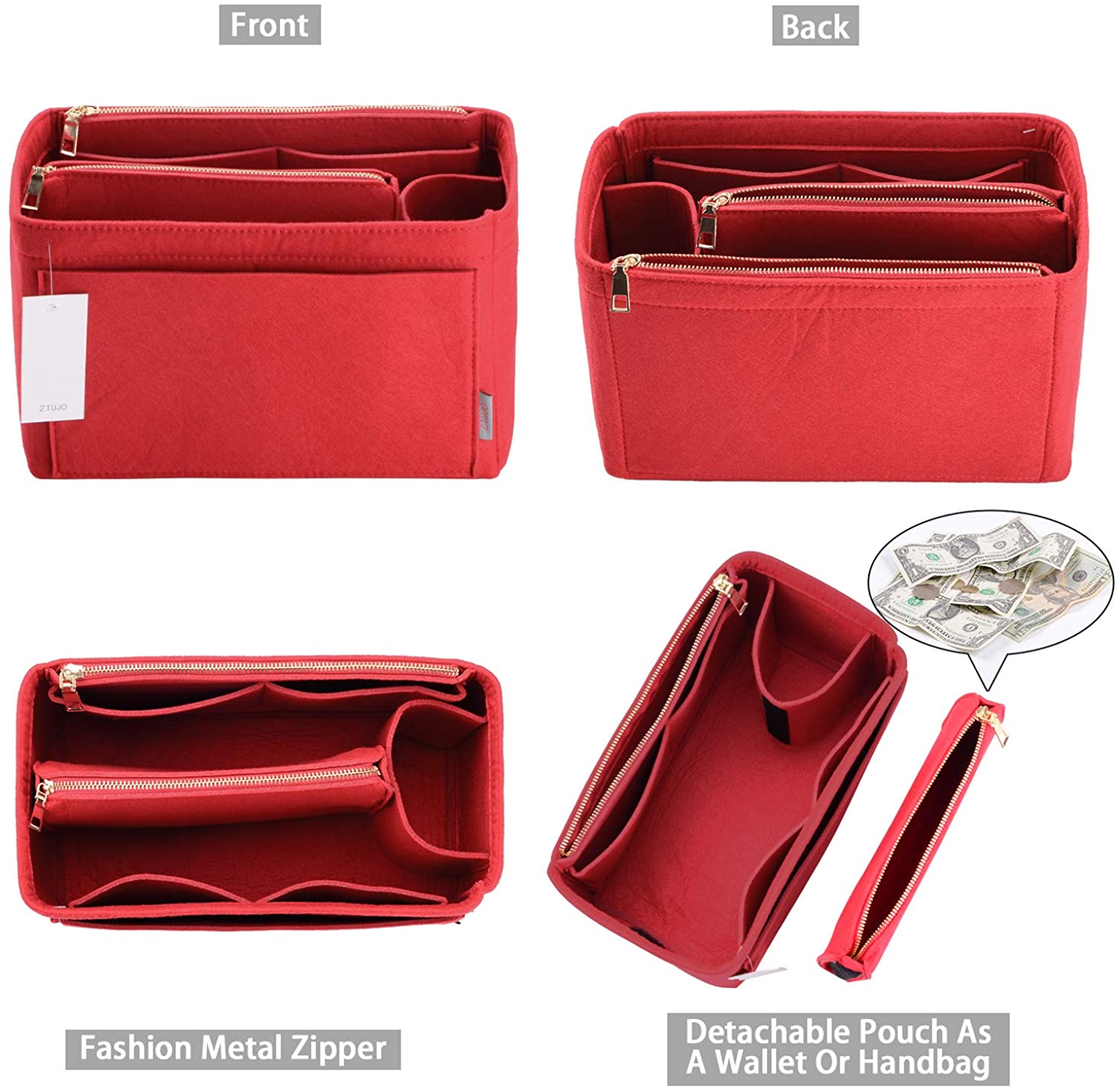 Purse Organizer, Felt Bag Organizer Purse Organizer Insert For LV Speedy, Neverfull, Graceful, Neverfull,Tote, Handbag,Shaper