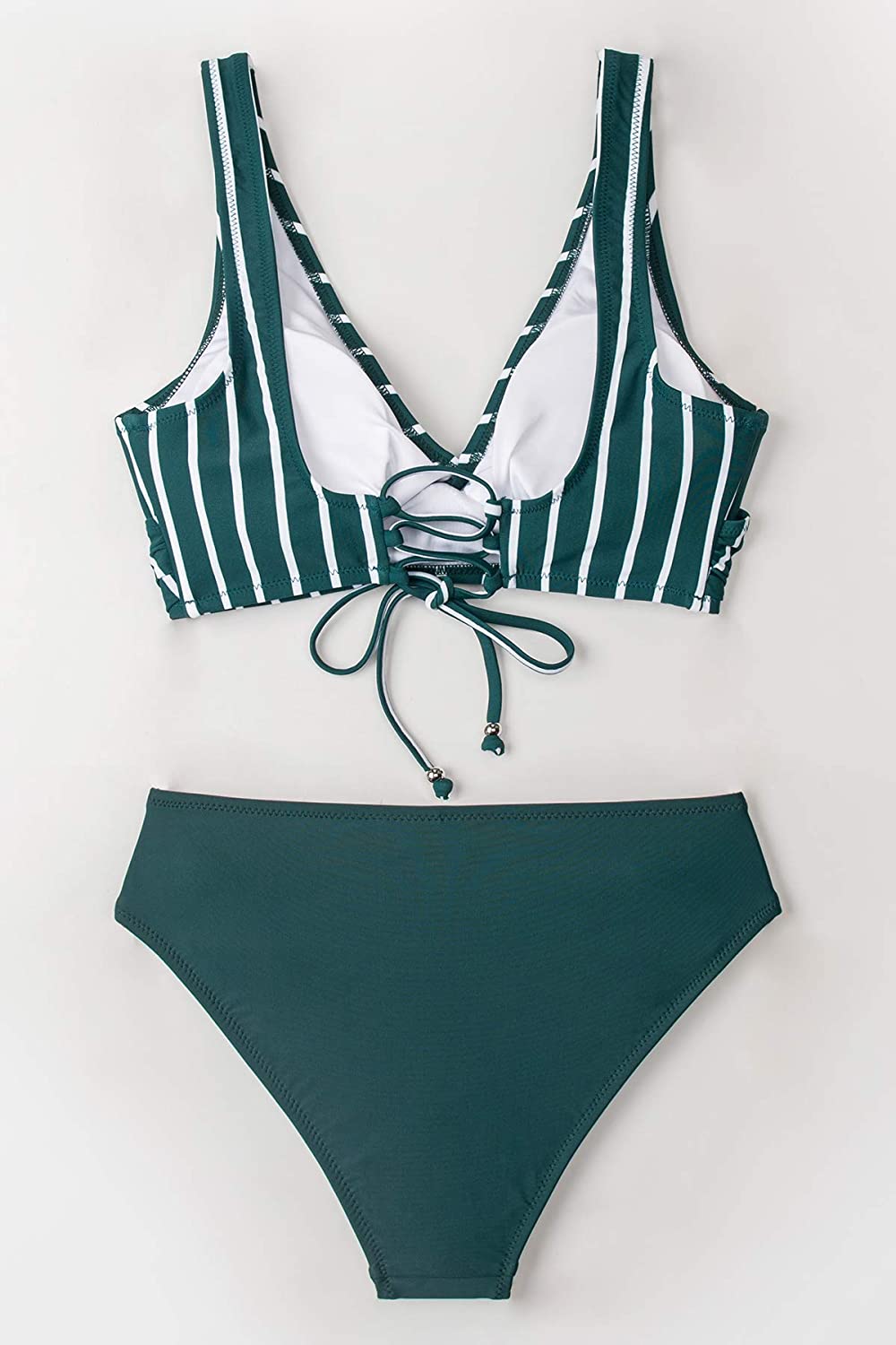 CUPSHE Women's Bikini Swimsuit Floral Print Lace Up Two Piece Bathing Suit