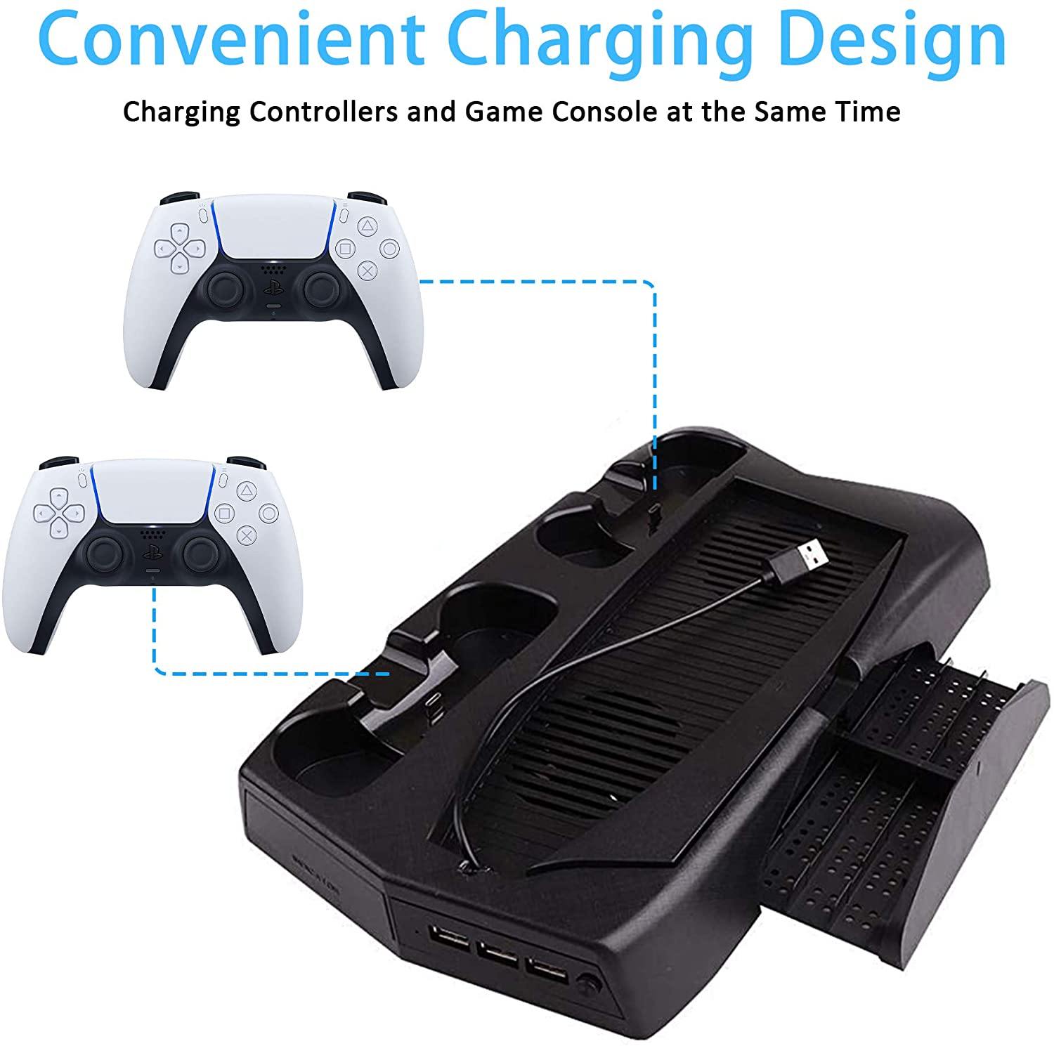 PS5 Console Cooling Fan, Arespark Playstation5 Vertical Edition Console Cooling Stand with Dualsense Controller Charge Station & Game Slots - JOY2ESpree