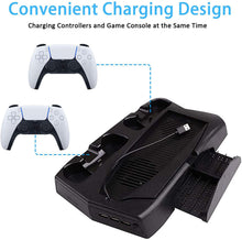 
                        
                          Load image into Gallery viewer, PS5 Console Cooling Fan, Arespark Playstation5 Vertical Edition Console Cooling Stand with Dualsense Controller Charge Station &amp; Game Slots - JOY2ESpree
                        
                      