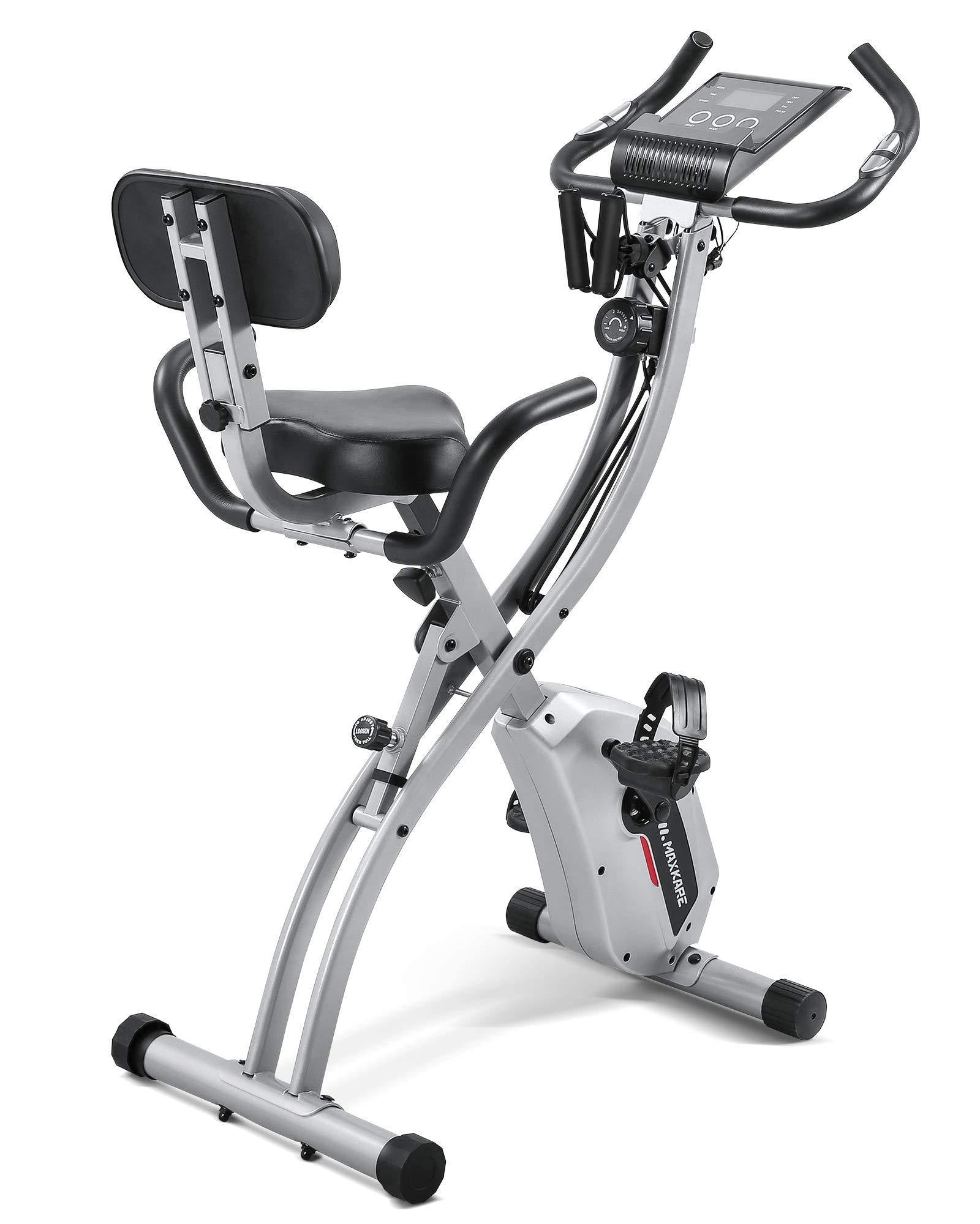 Maxkare Upright Folding Exercise Bike Stationary Recumbent Magnetic Indoor Cycling Bike - JOY2ESpree