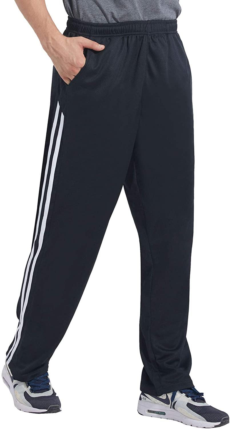 Duuluup Mens Jogger Sweatpants with Pockets Open Bottom Elastic Waist Workout Pants for Training Track Running - JOY2ESpree