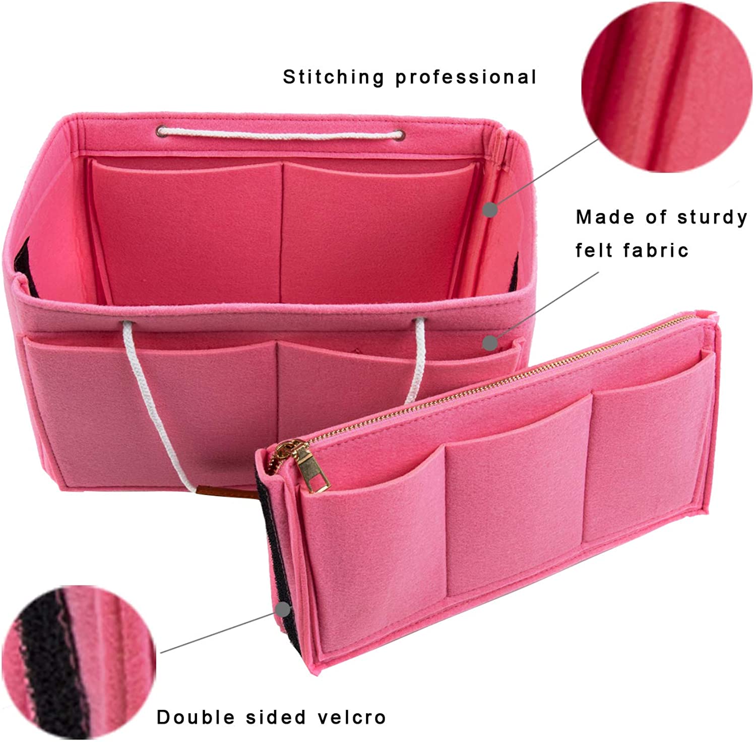 Purse Bag Organizer Insert with Lots of Different Size Spaces Divider Shaper for Speedy Shoulder Hobo Bag Keep Stuff Organized