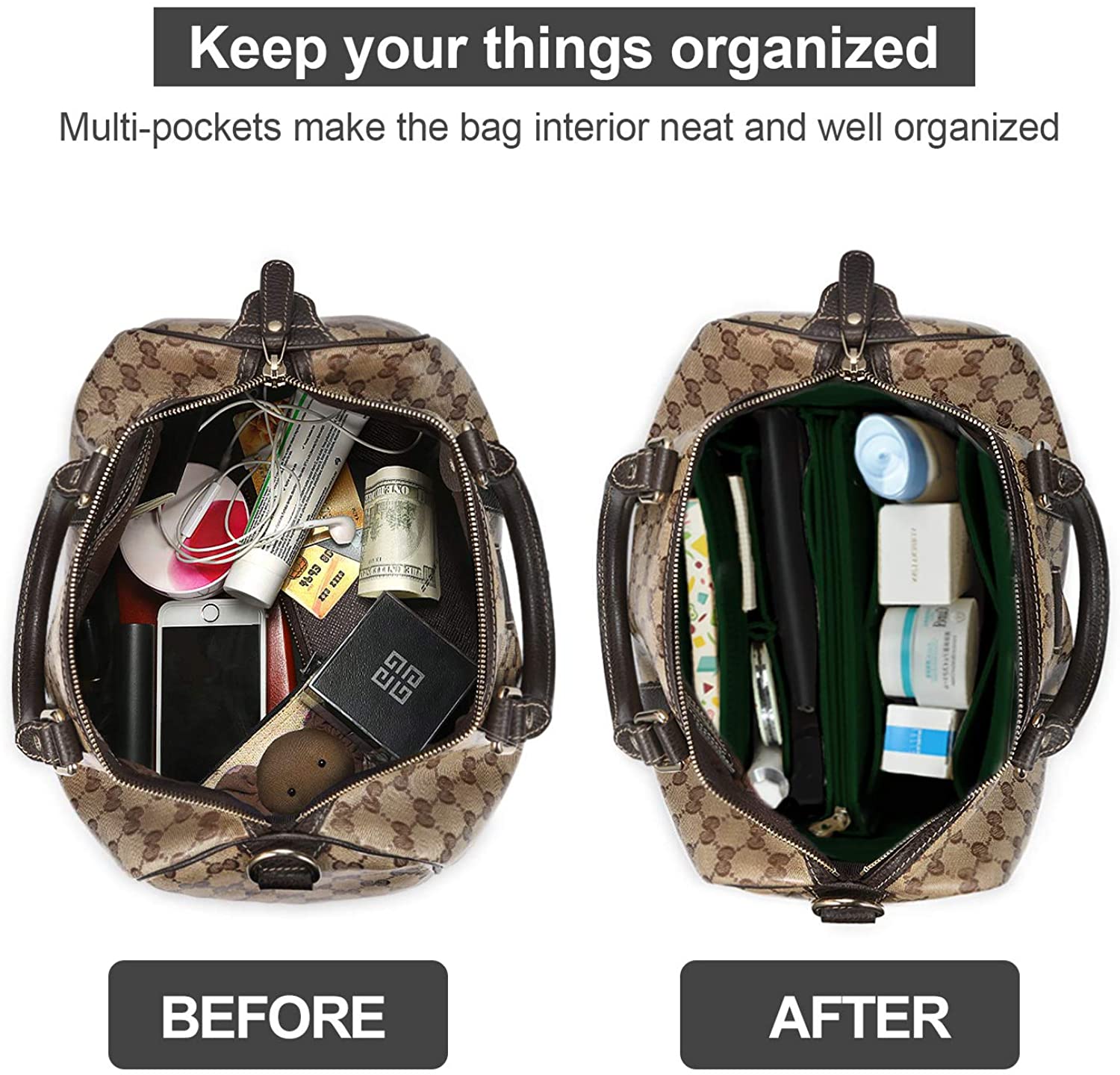 Purse Organizer Insert, Handbag & Tote Organizer, Bag in Bag, Perfect for Speedy Neverfull and More