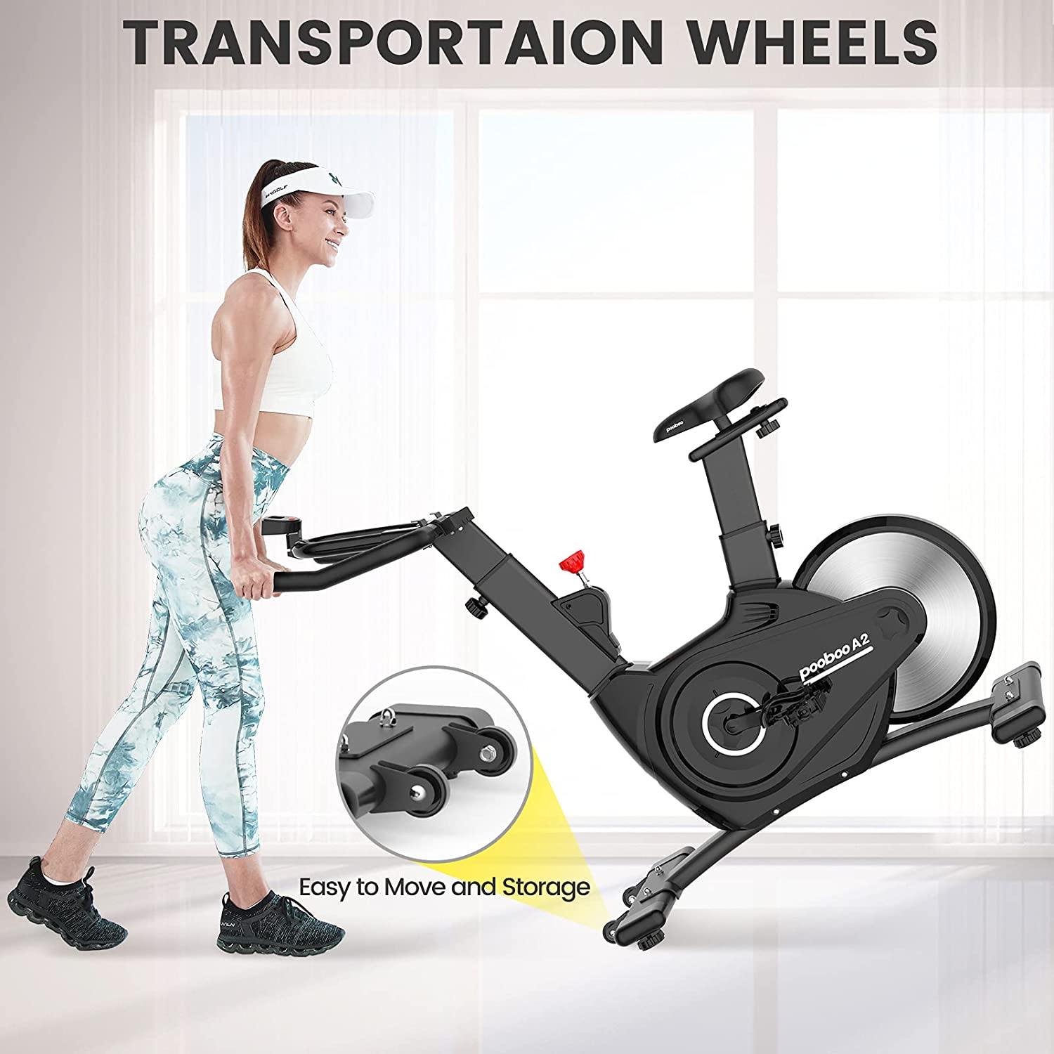 pooboo Magnetic Exercise Bikes Indoor Cycling Bikes Belt Driven Stationary Bike with LCD Display and Ipad Holder for Home Cardio Training - JOY2ESpree