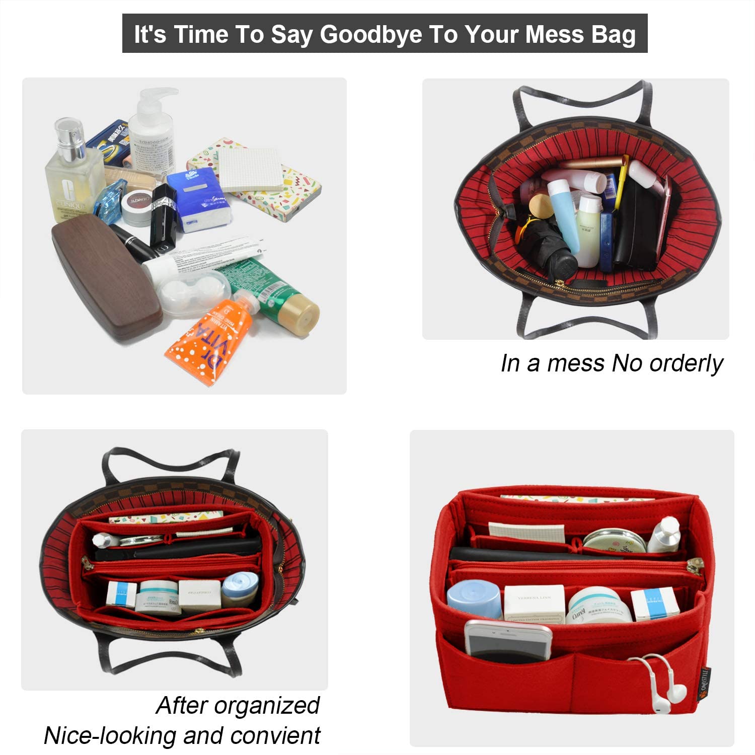 Purse Organizer Insert, Handbag & Tote Organizer, Bag in Bag, Perfect for Speedy Neverfull and More