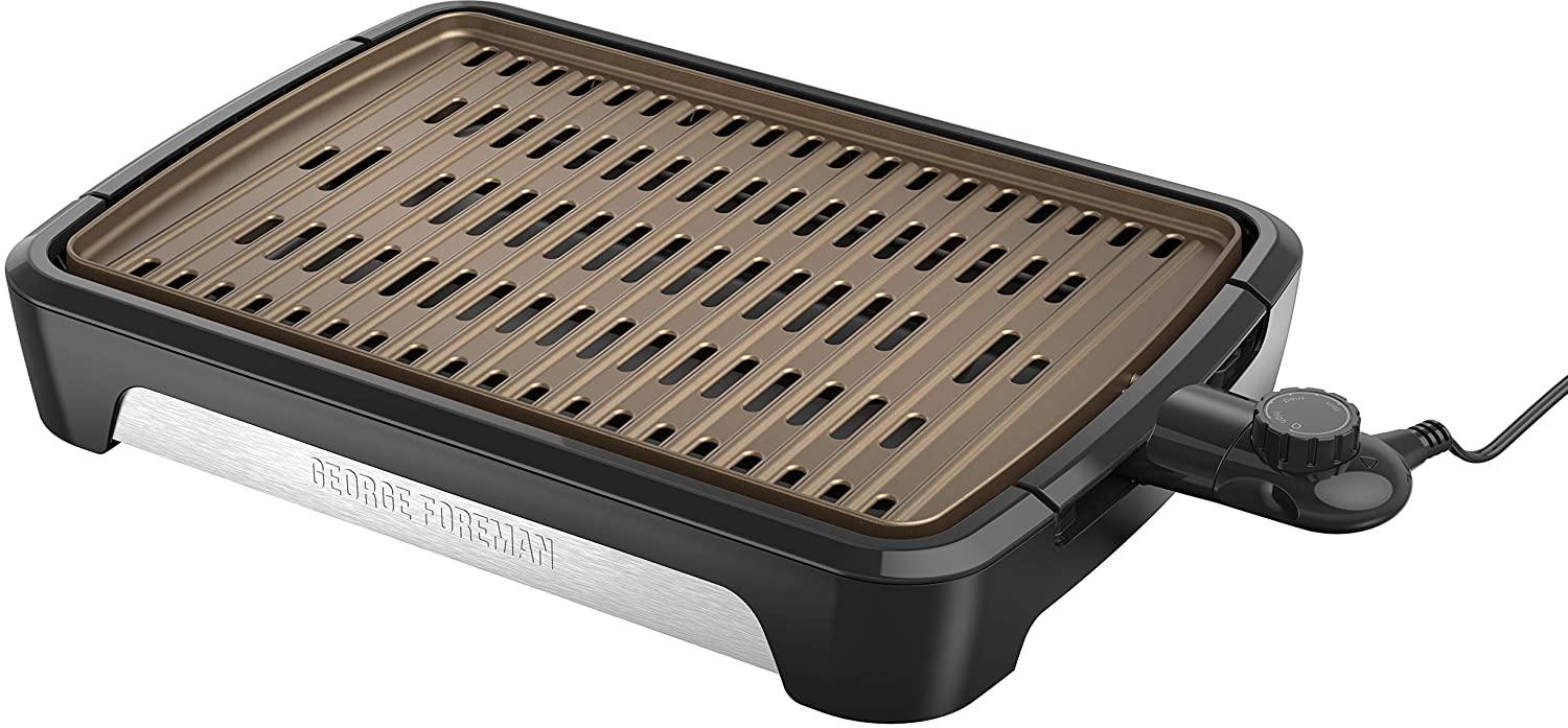 George Foreman GFS0090SB Open Grate Smokeless Grill, Black, Family Size - JOY2ESpree
