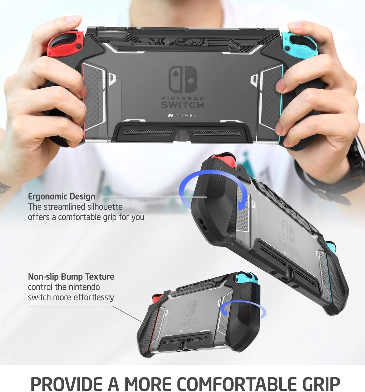 Mumba Dockable Case Compatible for Nintendo Switch, [Blade Series] TPU Grip Protective Cover Case with Ergonomic Design and Comfort Grip (Clear) - JOY2ESpree