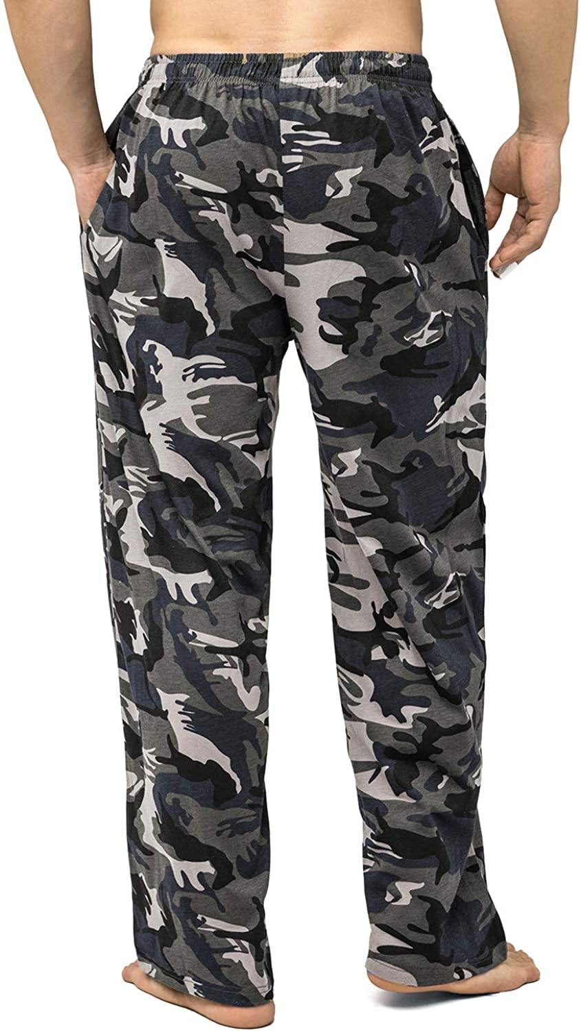 Bintangor Men's Sleep Pajama Pants 100% Cotton Knit Elastic Waistband Lounge Wear Long