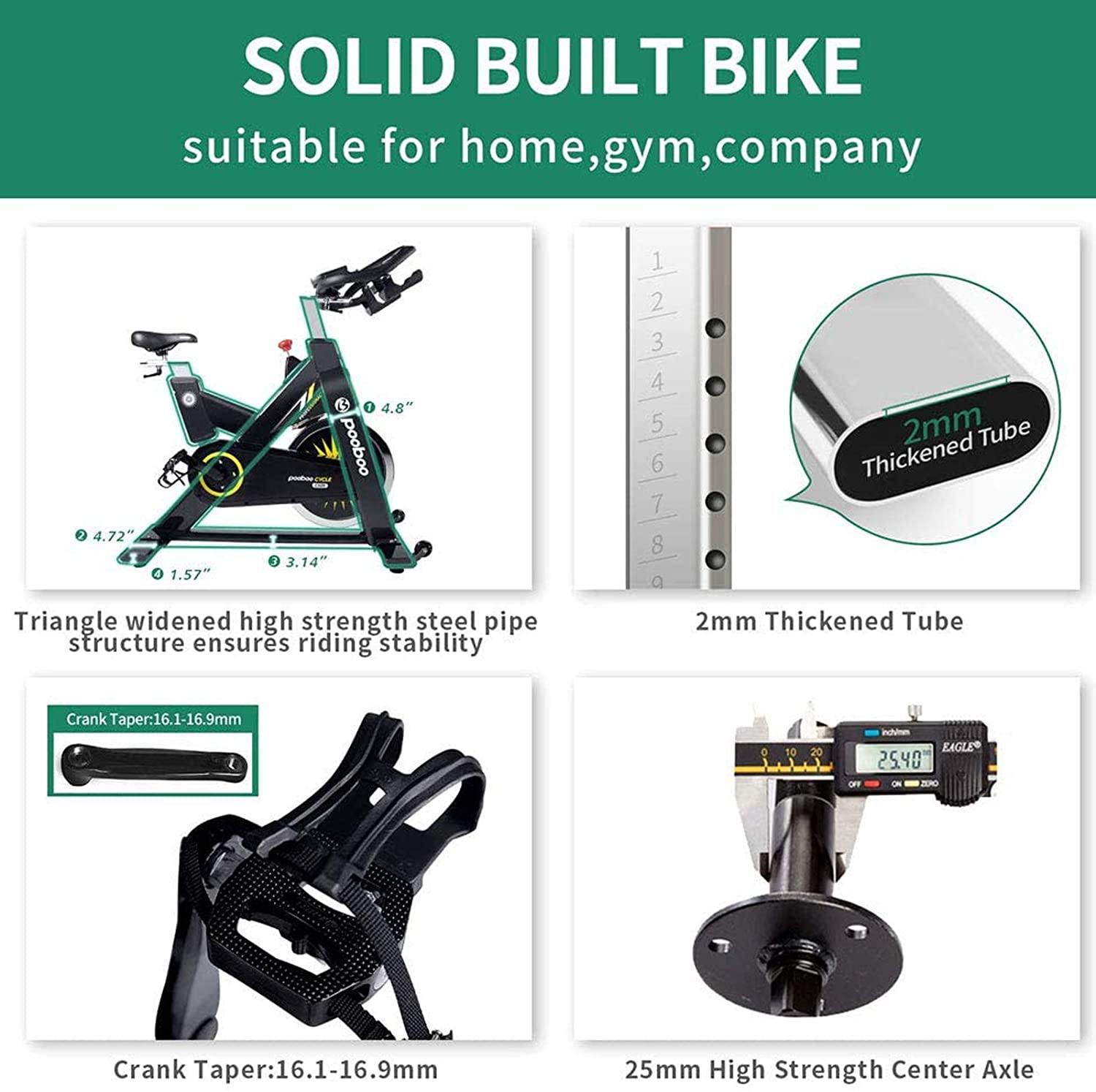 pooboo Professional Commercial Exercise Bikes C505, Heavy-Duty Belt Drive Indoor Cycling Bike - JOY2ESpree