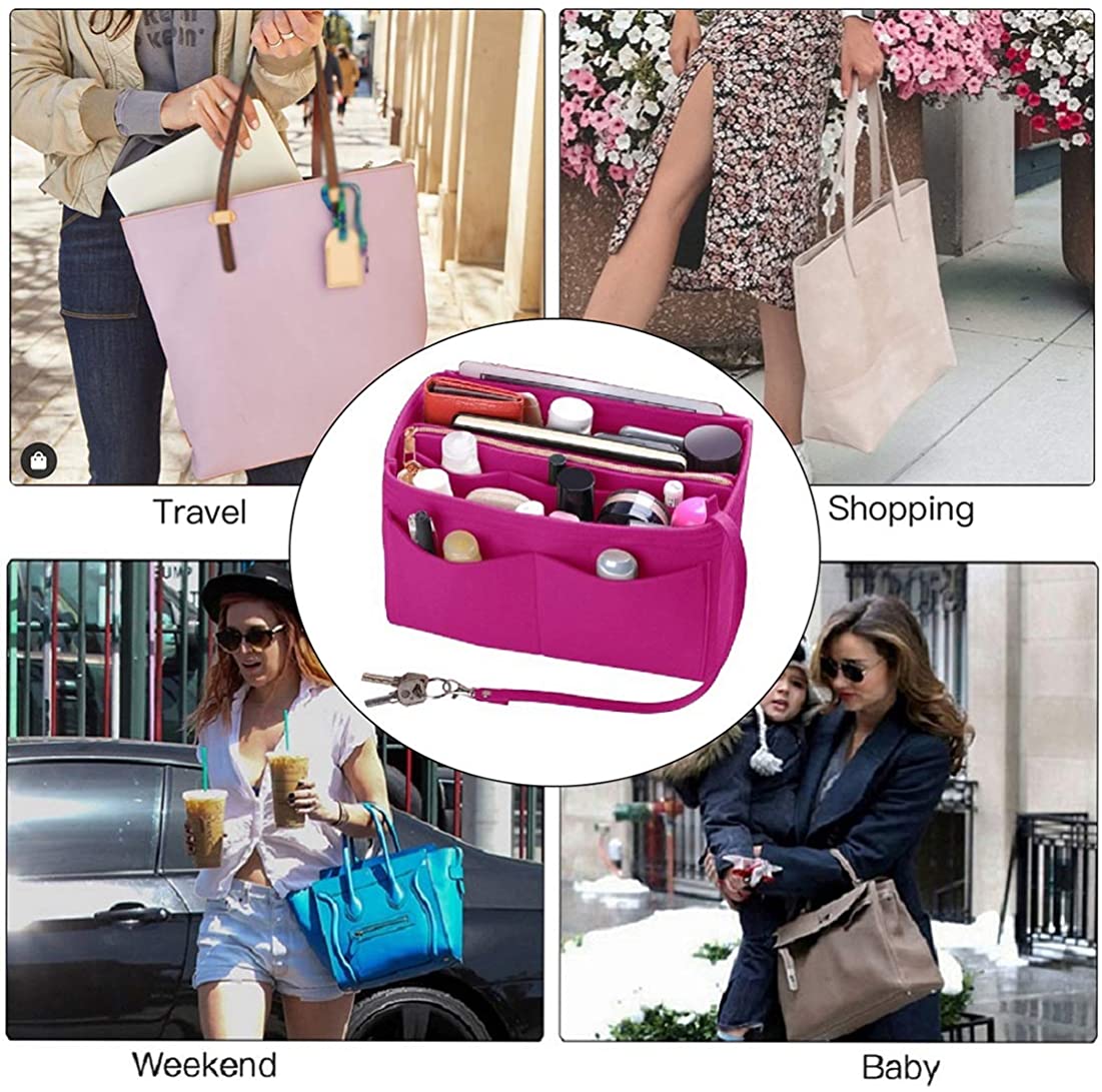 Purse Organizer Insert, Felt Bag organizer with zipper, Handbag & Tote Shaper, For Speedy Neverfull Tote, 5 Sizes