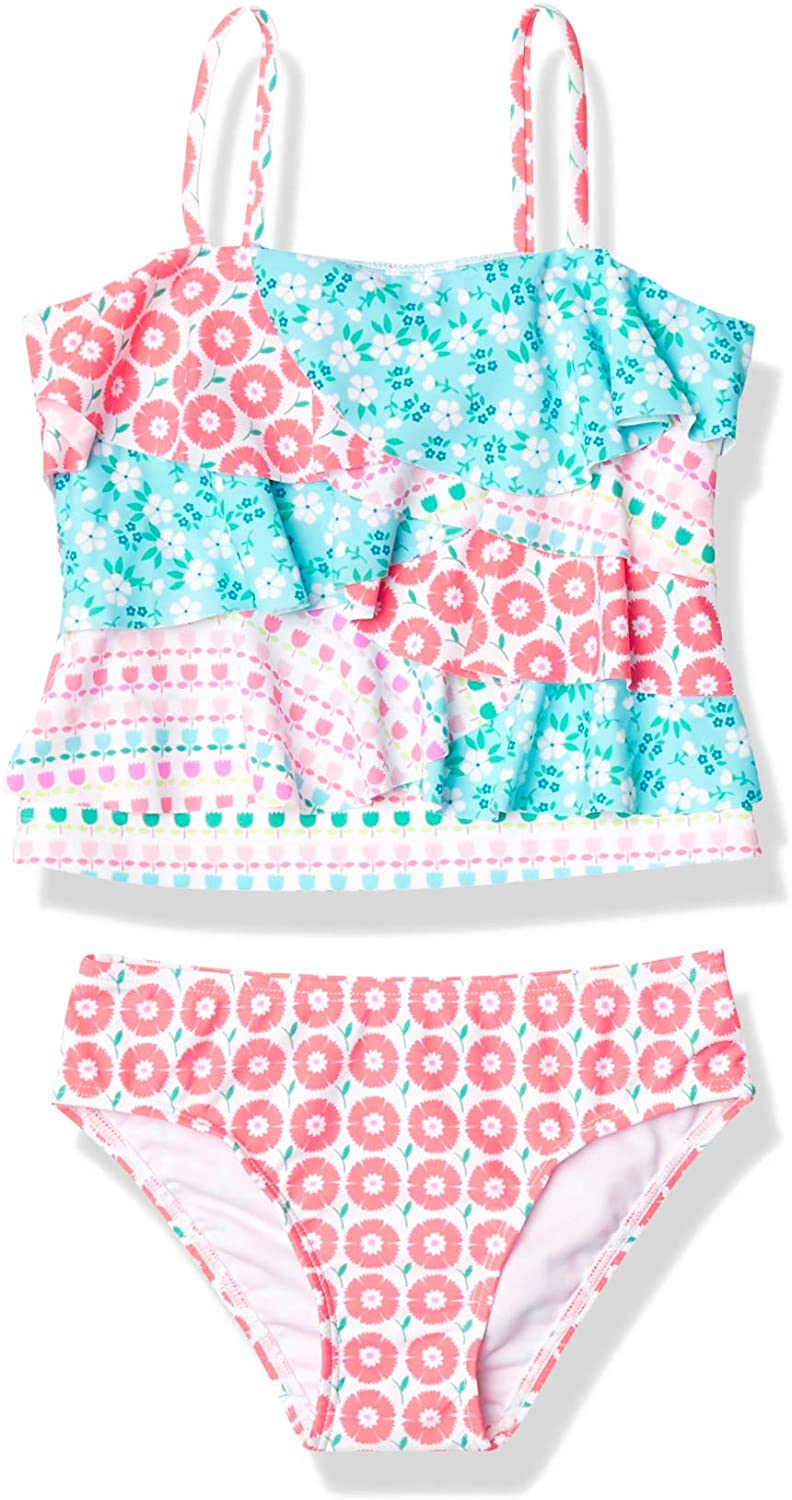 Tommy Bahama Girls' Flounce Ruffle Tankini Two Piece Bikini Set