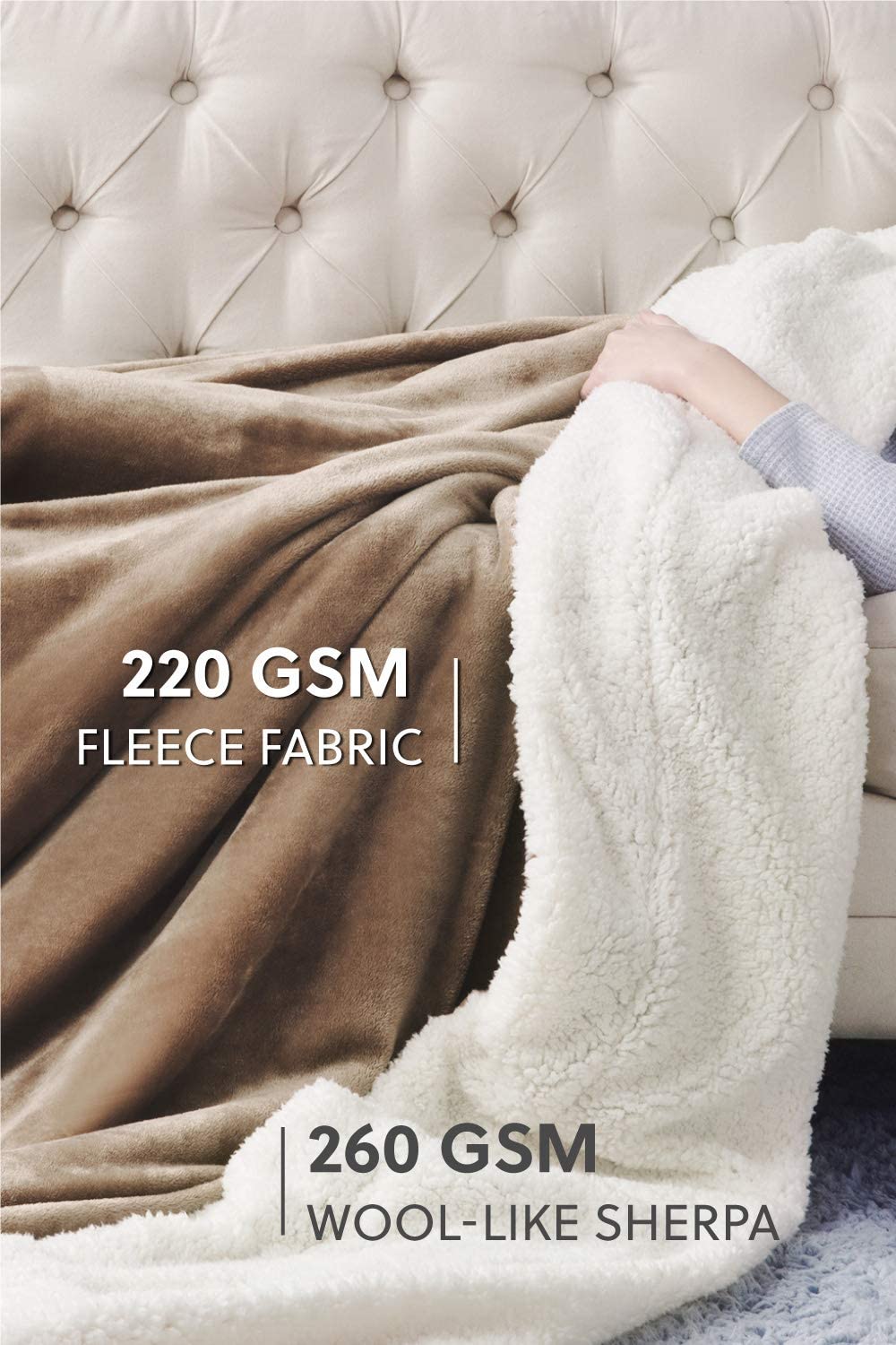 Bedsure Sherpa Fleece Blanket Throw Size Navy Lightweight Super Soft Cozy Luxury Bed Blanket Microfiber