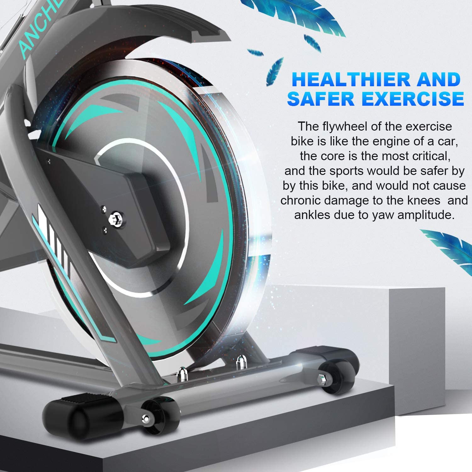 ANCHEER Exercise Bike Stationary, 49 Lbs Weight Capacity- Indoor Cycling Bike with Tablet Holder and LCD Monitor for Home Workout - JOY2ESpree