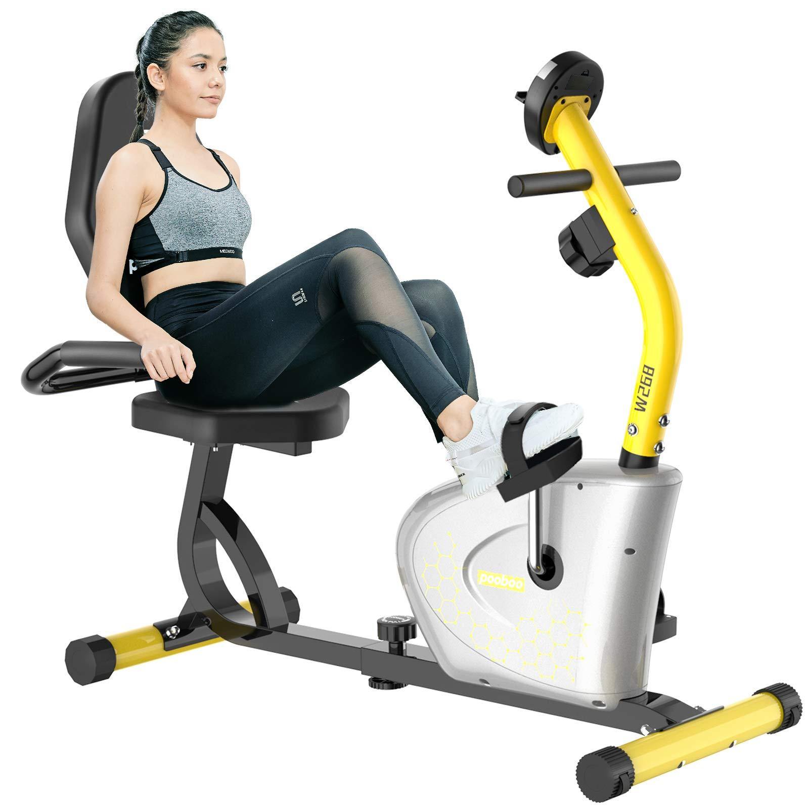 pooboo Recumbent Exercise Bike for Adults/Seniors, Magnetic Indoor Cycling Bikes - JOY2ESpree