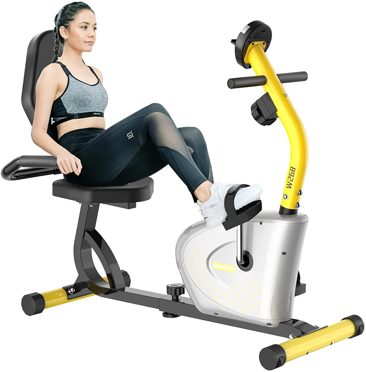 pooboo Recumbent Exercise Bike for Adults/Seniors, Magnetic Indoor Cycling Bikes - JOY2ESpree